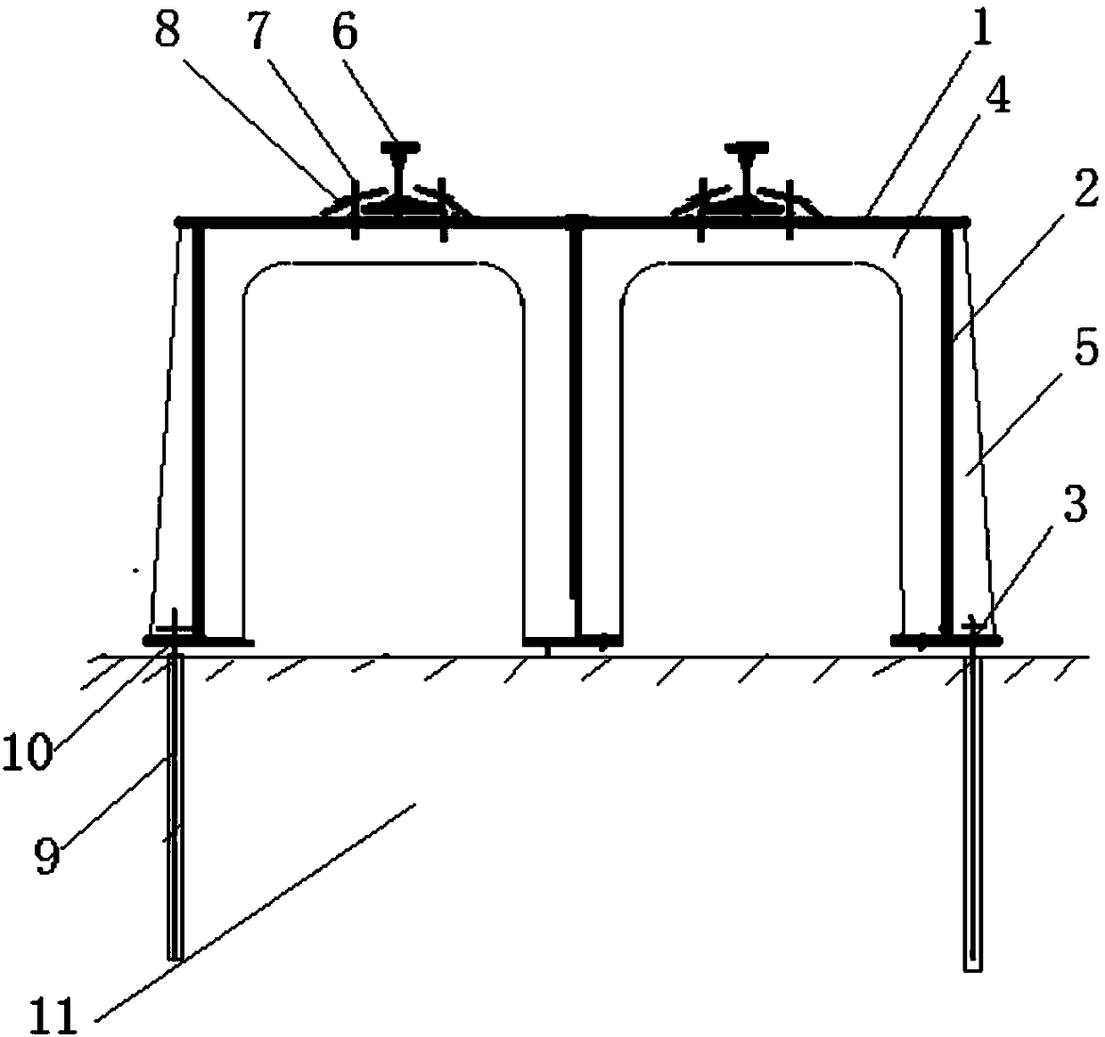 Ground anchor setting method and ground anchor device of mining endless rope winch tail wheel system