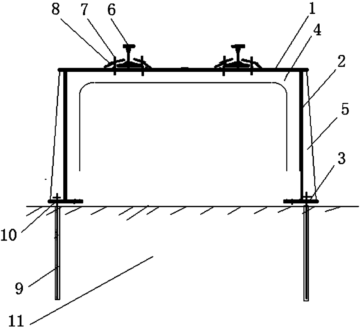 Ground anchor setting method and ground anchor device of mining endless rope winch tail wheel system