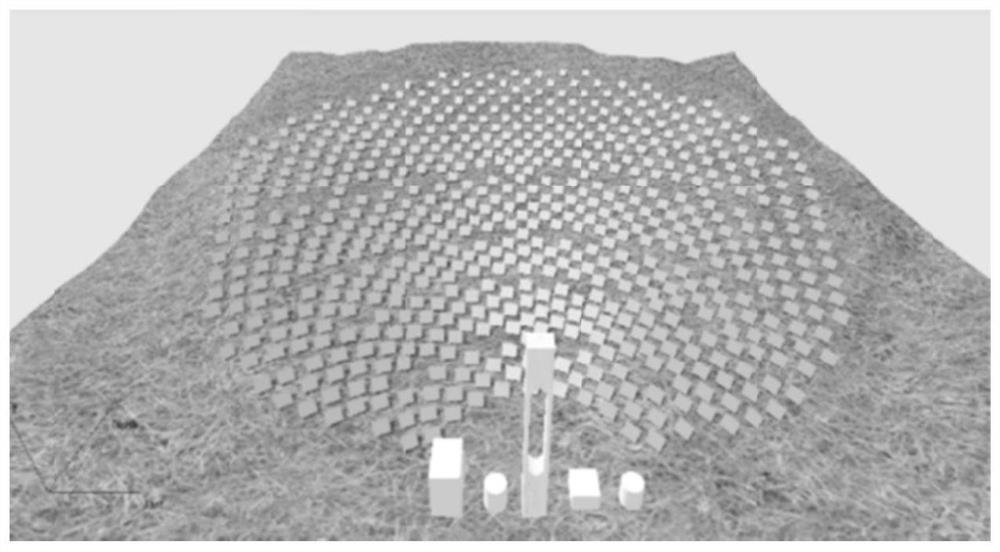 Radiant energy density simulation method for focusing heliostats in tower solar thermal power plants