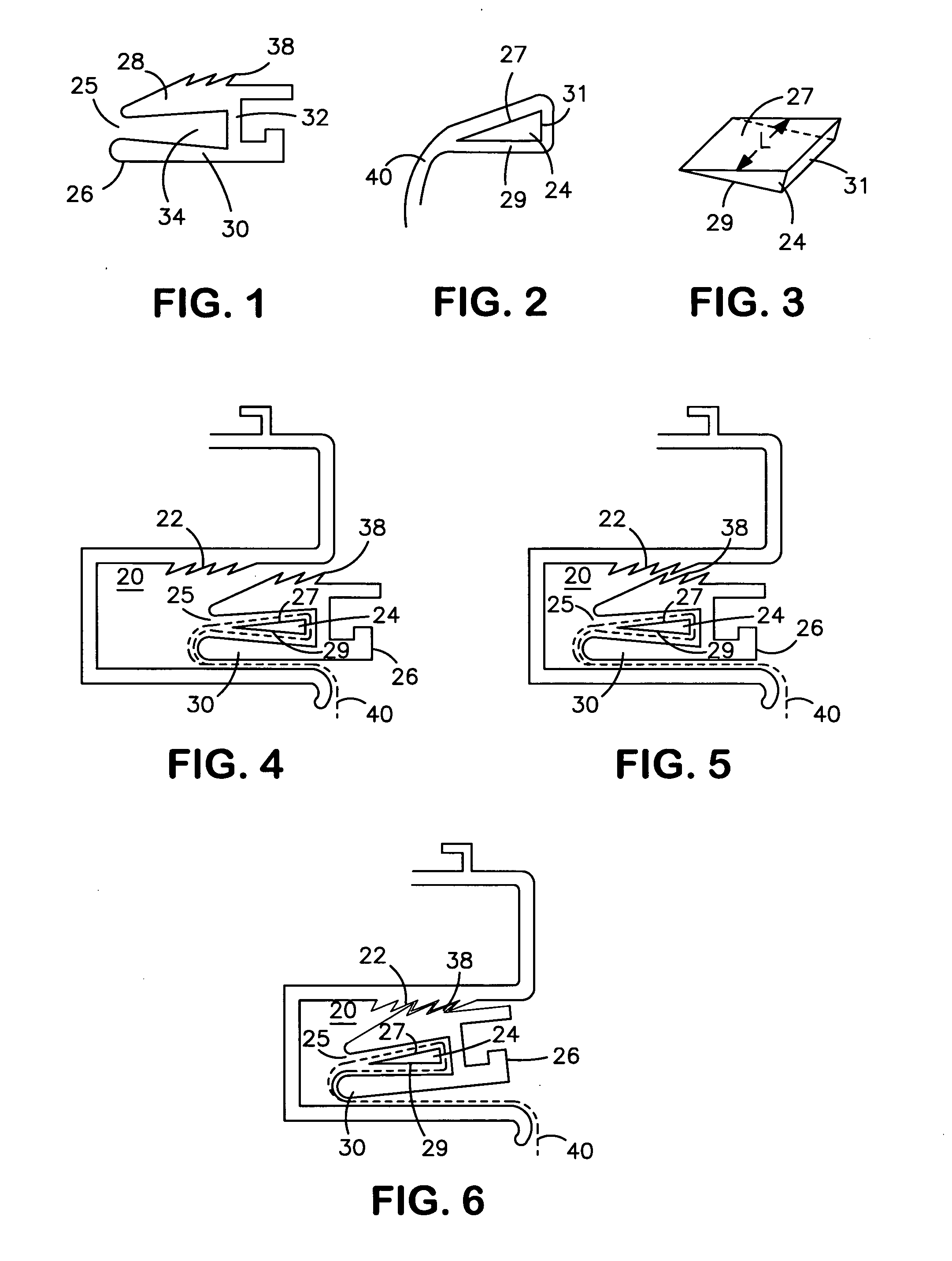 Flexible material tri-wedge bar and clamp assembly for use with a tensioning device