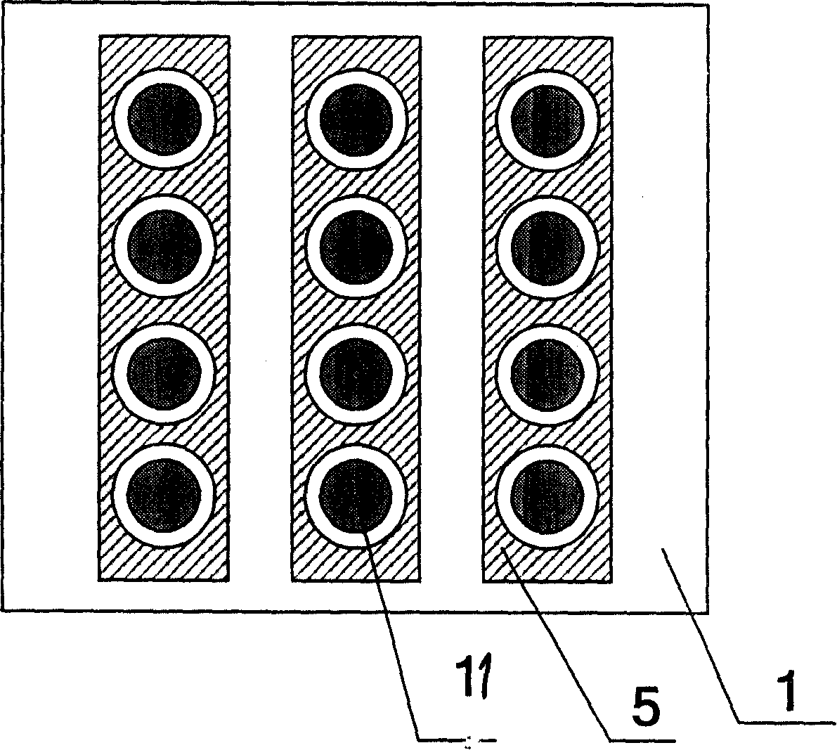 Coaxial multi-loop column type cathode array structural panel display device and its production technique