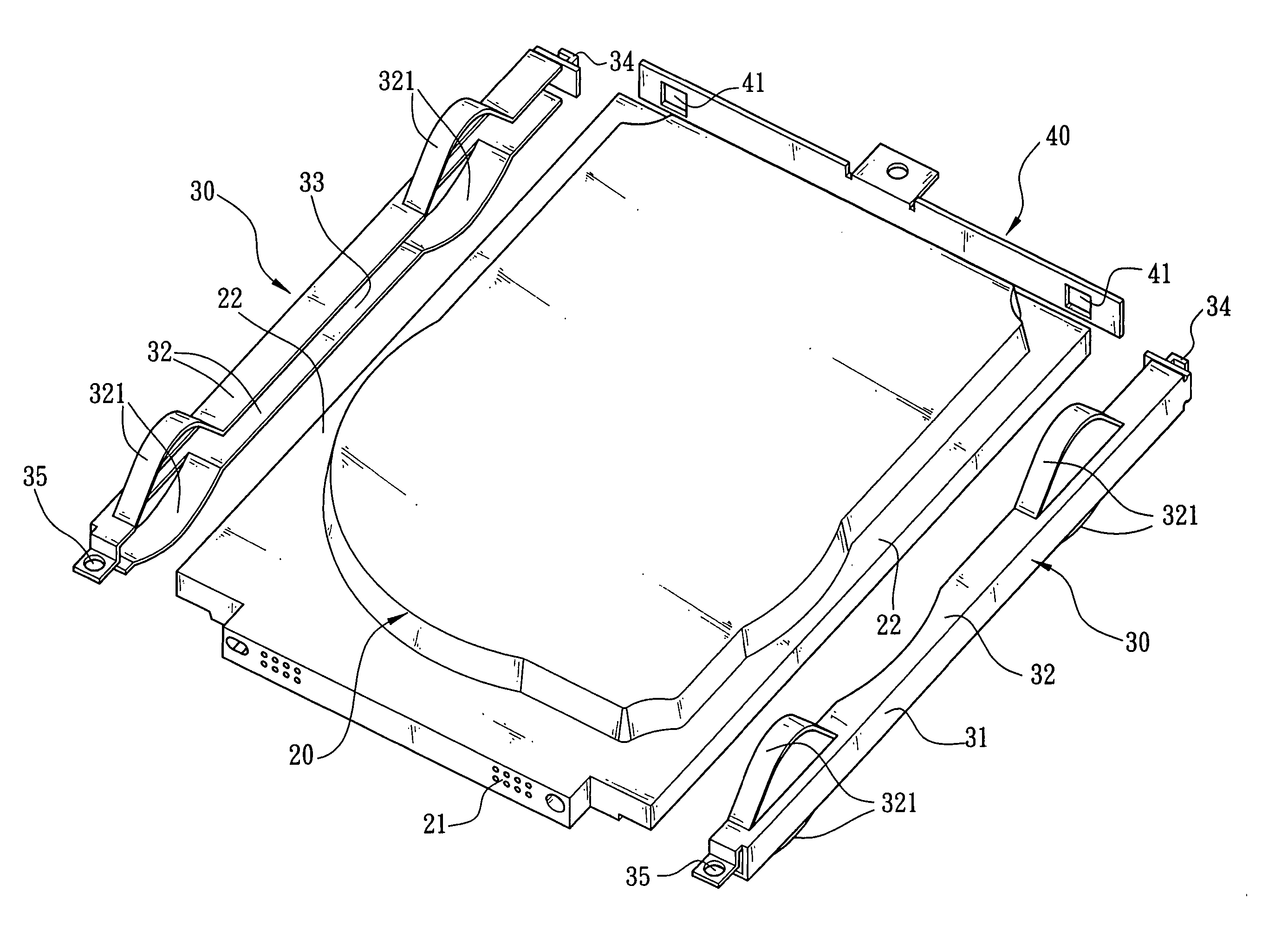 Grounding part of hard disk against EMI and shock