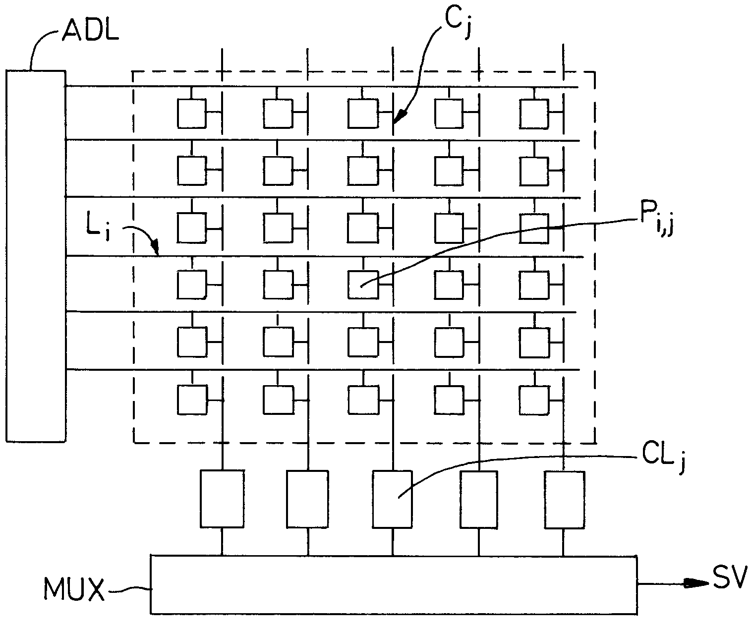 Matrix thermal image sensor with bolometric pixel and method of reducing spatial noise