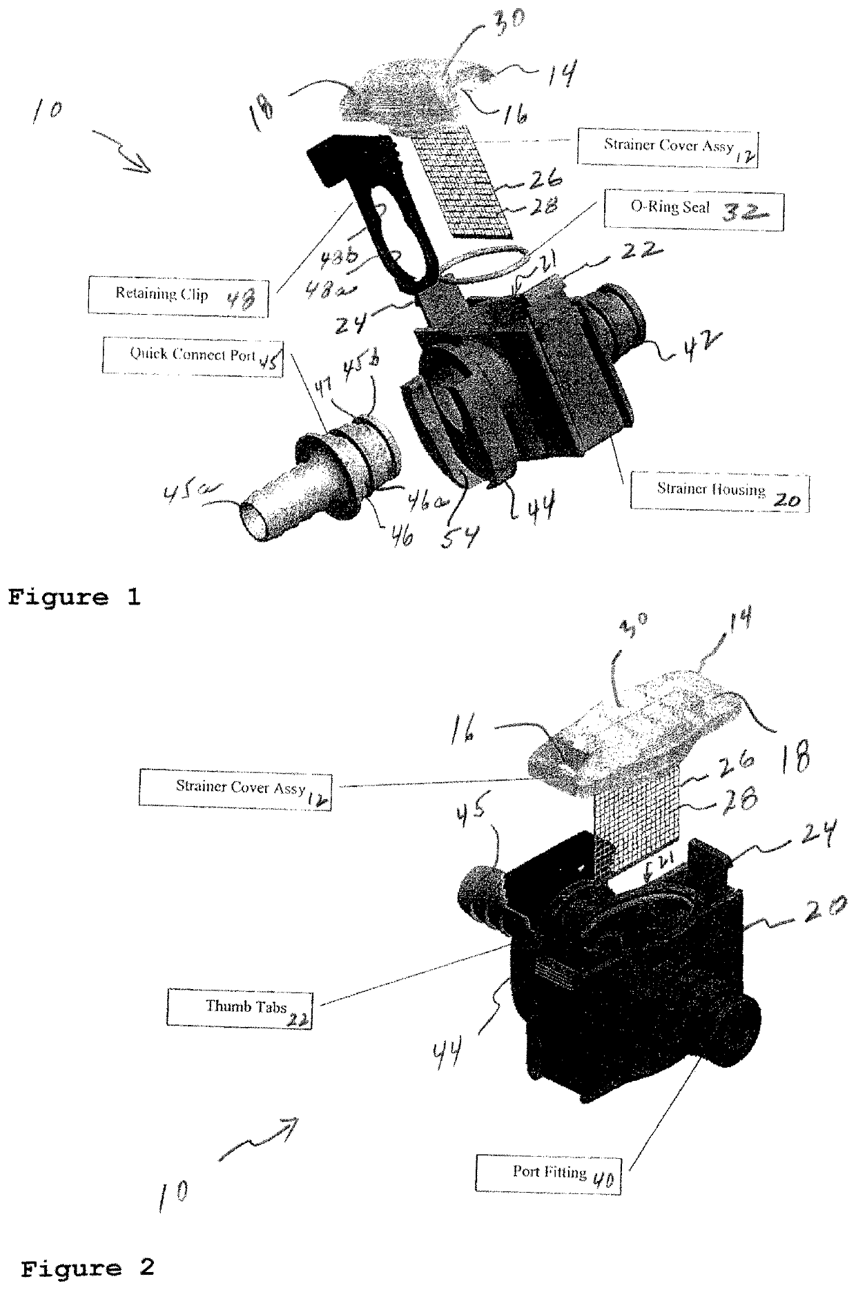 Snap on strainer with side-slide cleaning