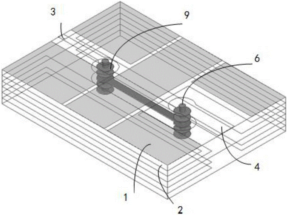 Transition structure from non-uniform microstrip line to strip line