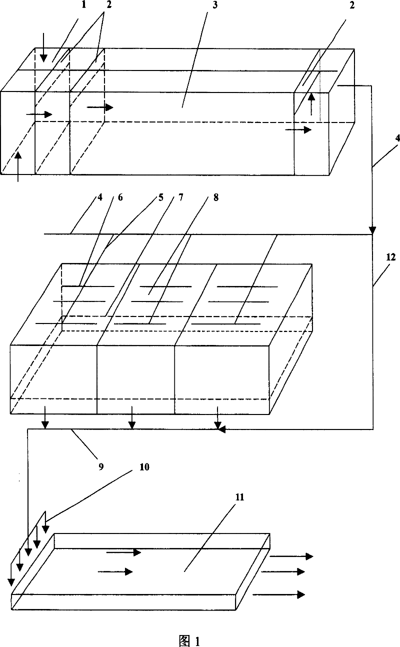 Method for treating home wastewater through artificial wetland combined vertical current with surface current