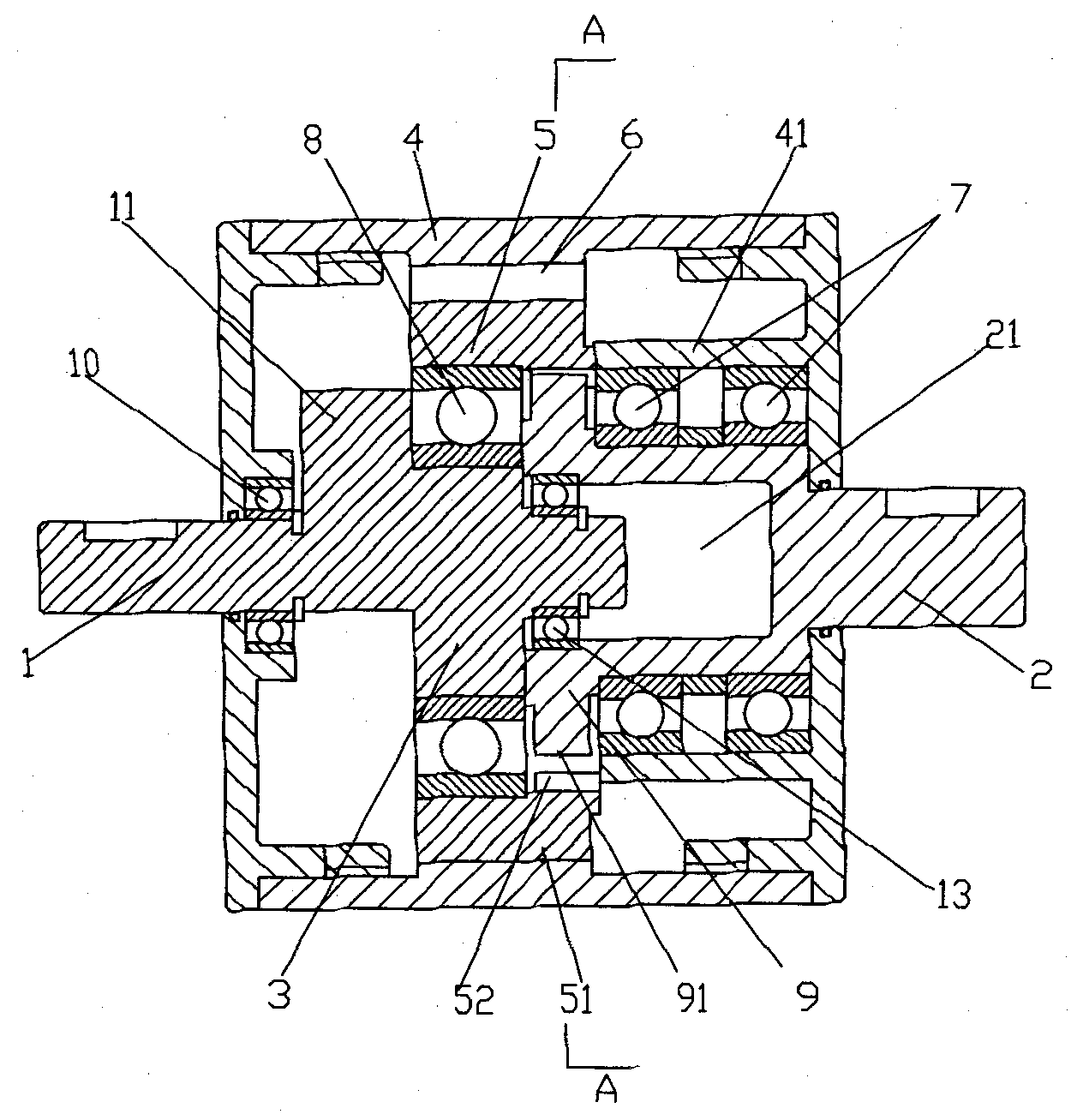 General reducer with eccentric engagement pairs