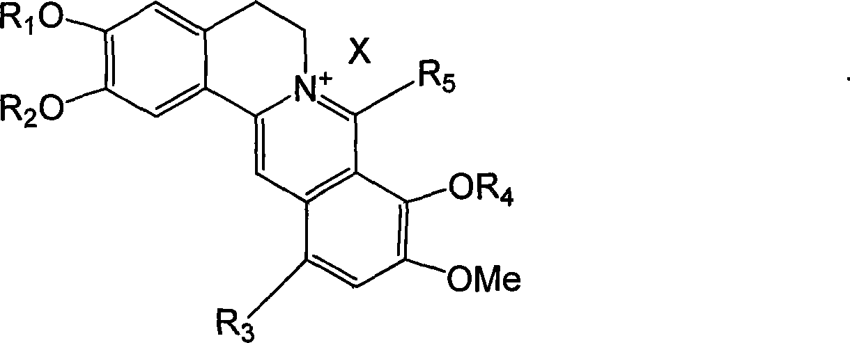 Long chain alkyl berberine salt derivative, synthetic method and use