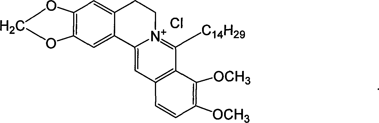 Long chain alkyl berberine salt derivative, synthetic method and use