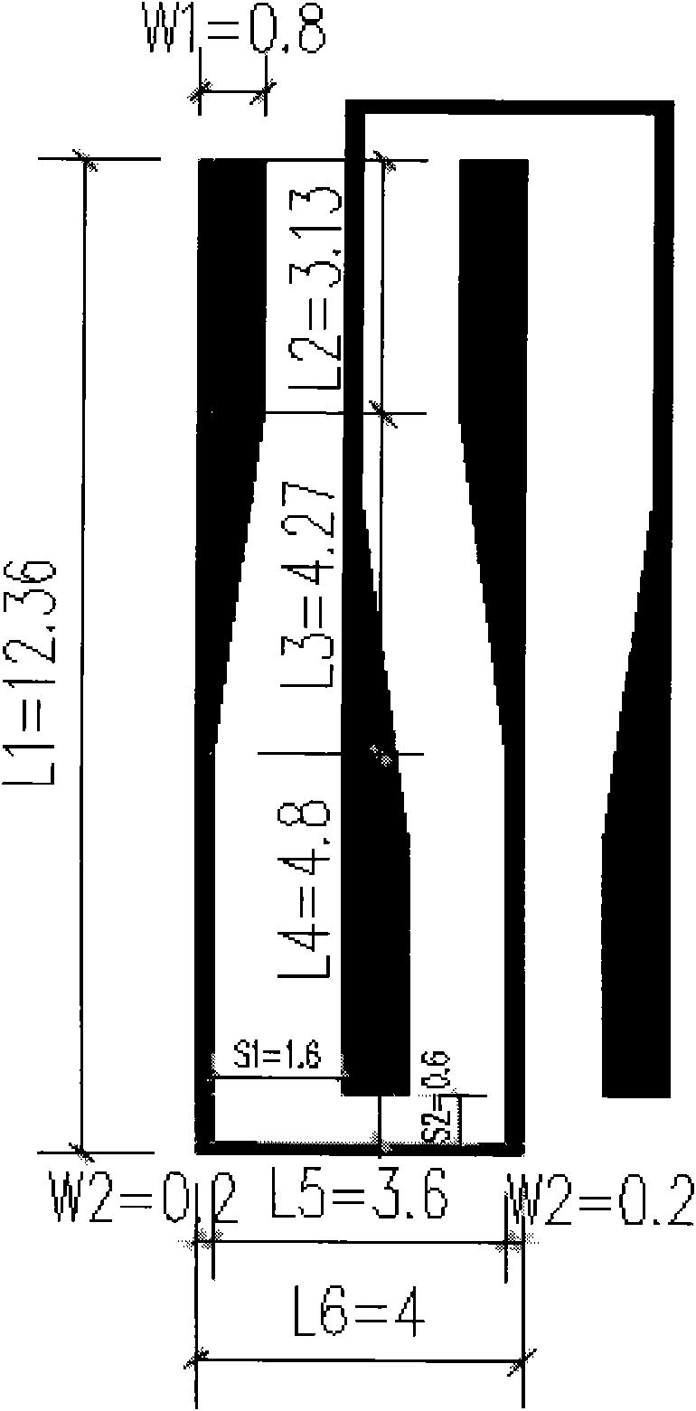 Microwave three-frequency band-pass filter based on wedged SIR (Signal to Interference Ratio) structure