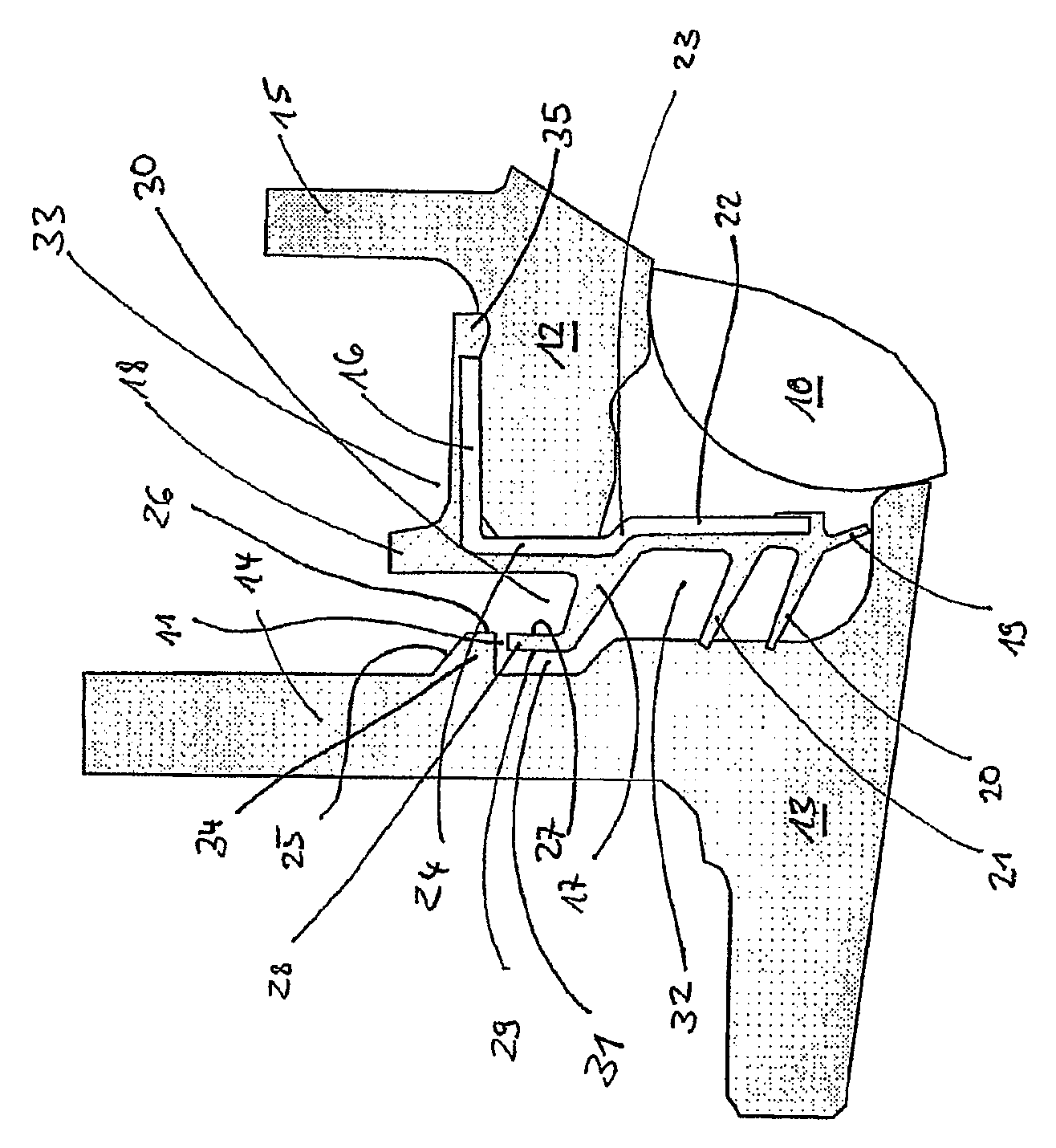 Labyrinth seal of a radial rolling contact bearing having a radial flange