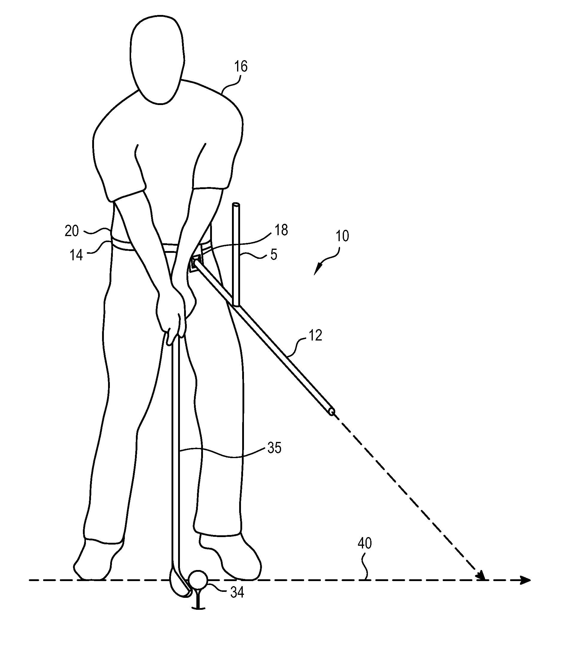 Golf swing training device for correcting arm position and hip rotation sequence