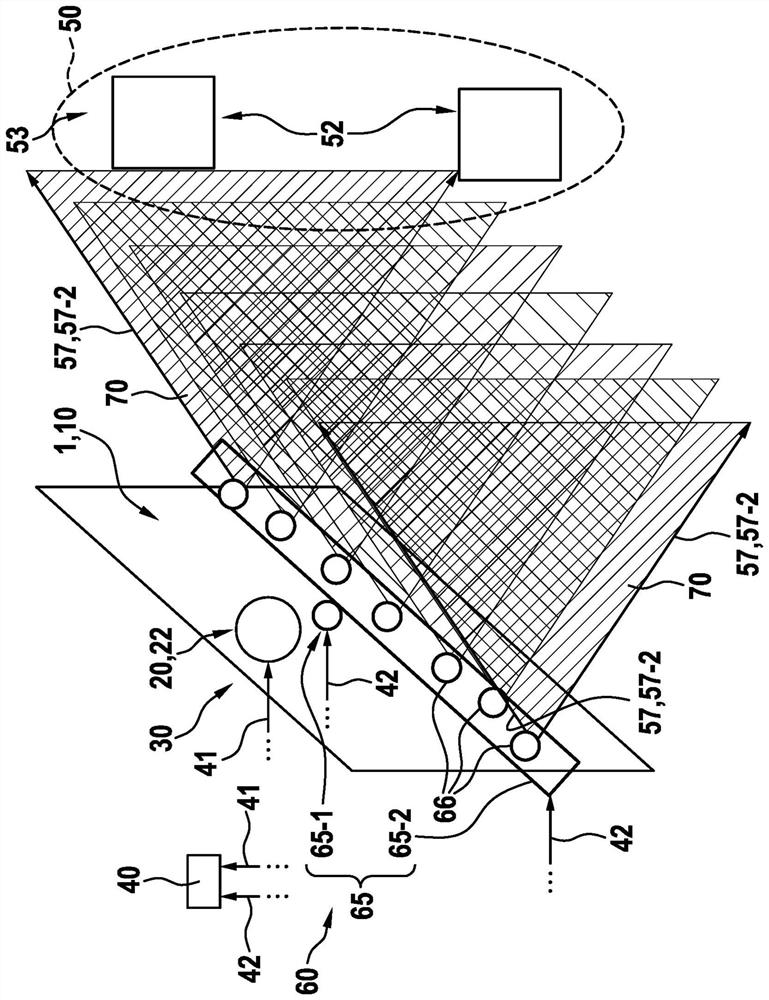 Device and method for light-assisted distance determination, control unit and working device