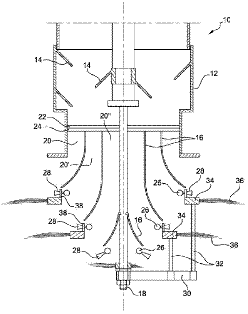 Device for filling a container with solid particles comprising a diaphragm