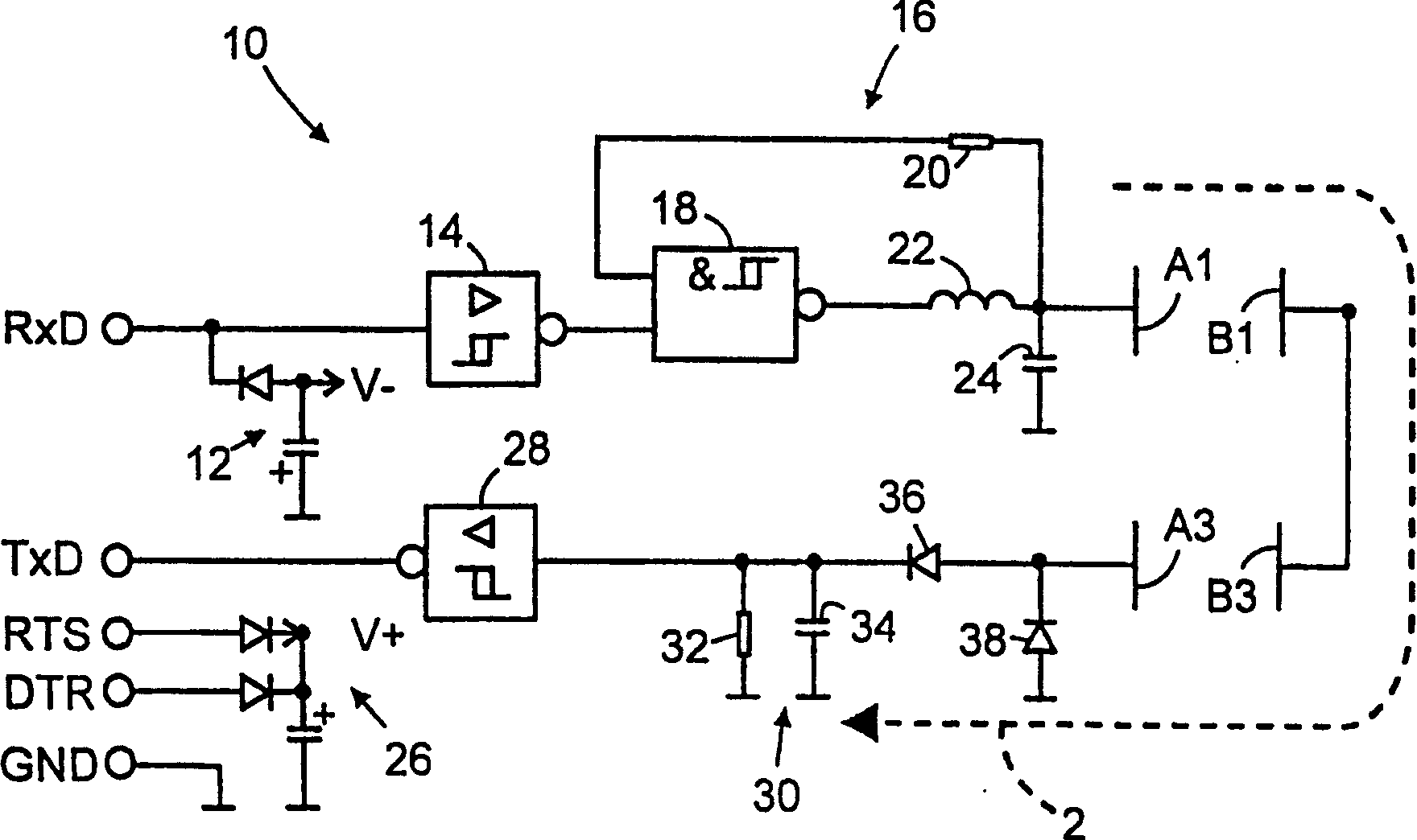 System for wireless, bi-directional transfer of electric signals