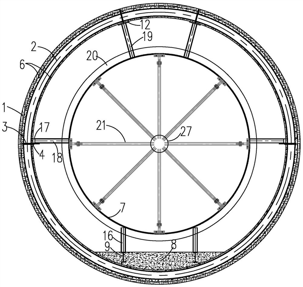 Clay tunnel steel lining concrete pouring anti-floating structure and construction method