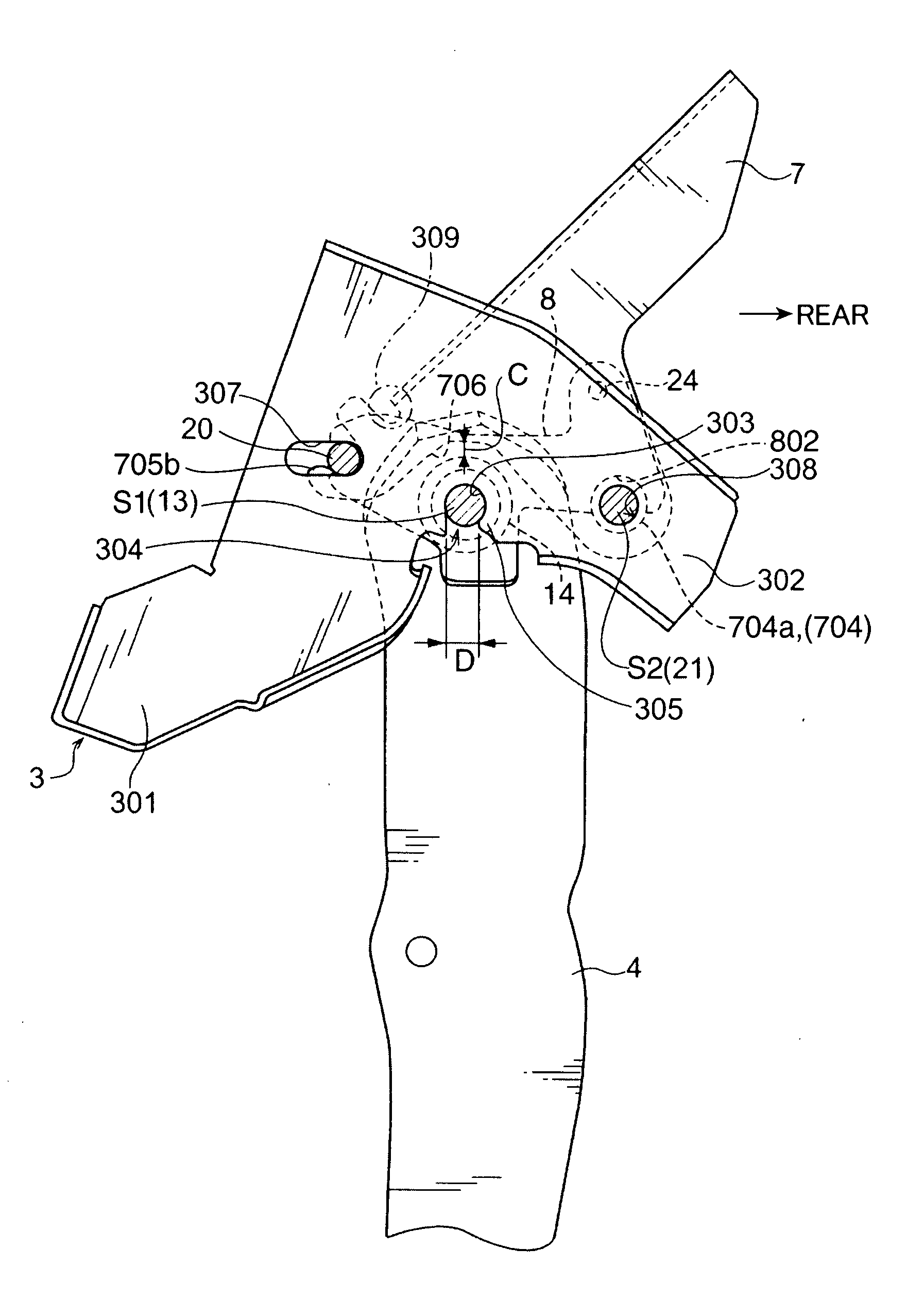 Support structure for control pedal of vehicle