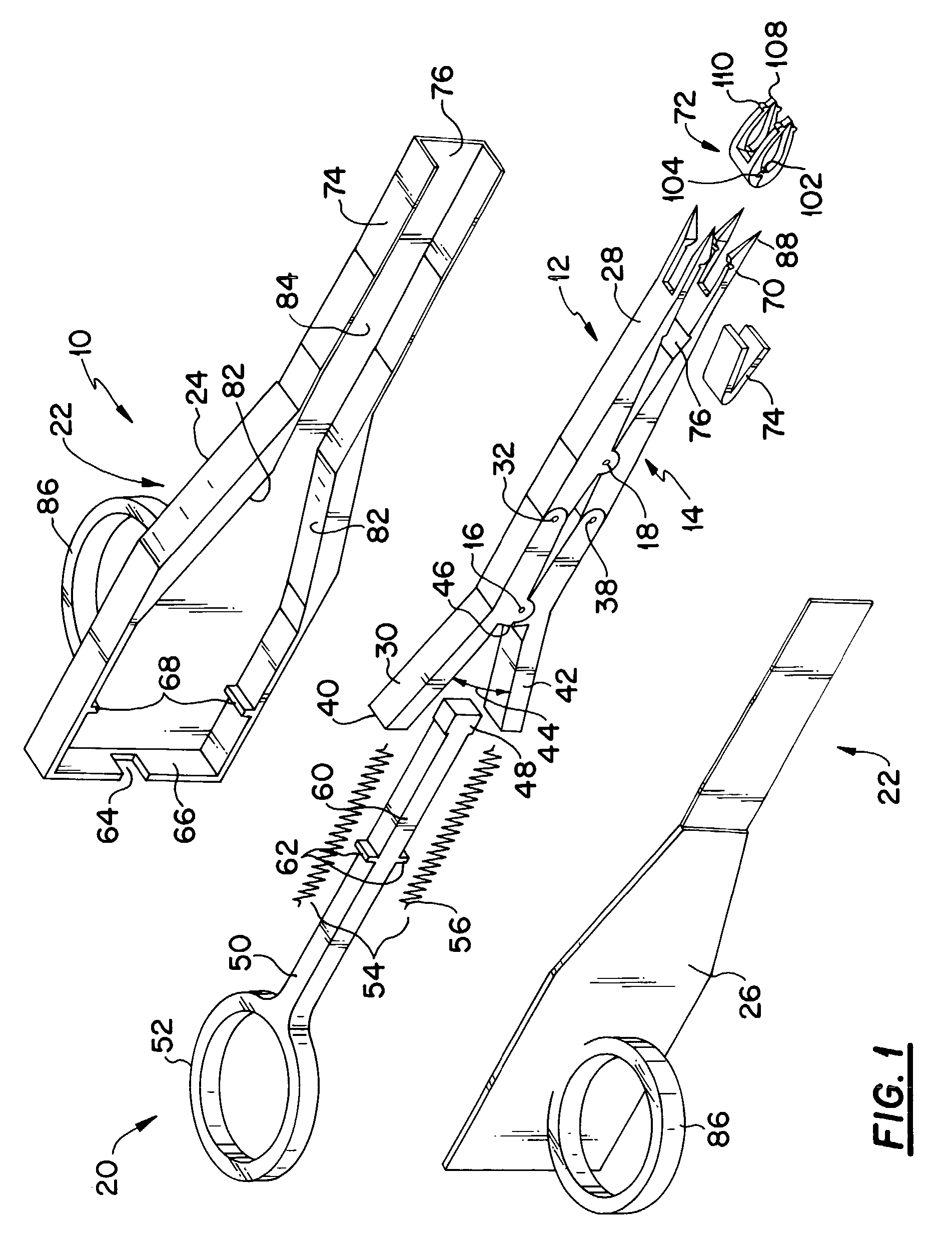 Stapling device for closure of deep tissue