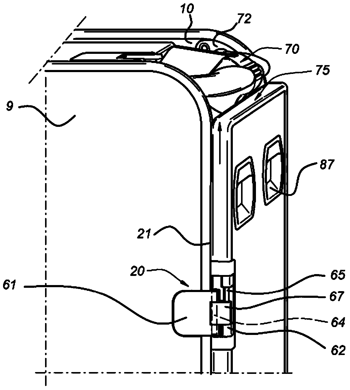 Device for accommodating objects and transportation means comprising such a device