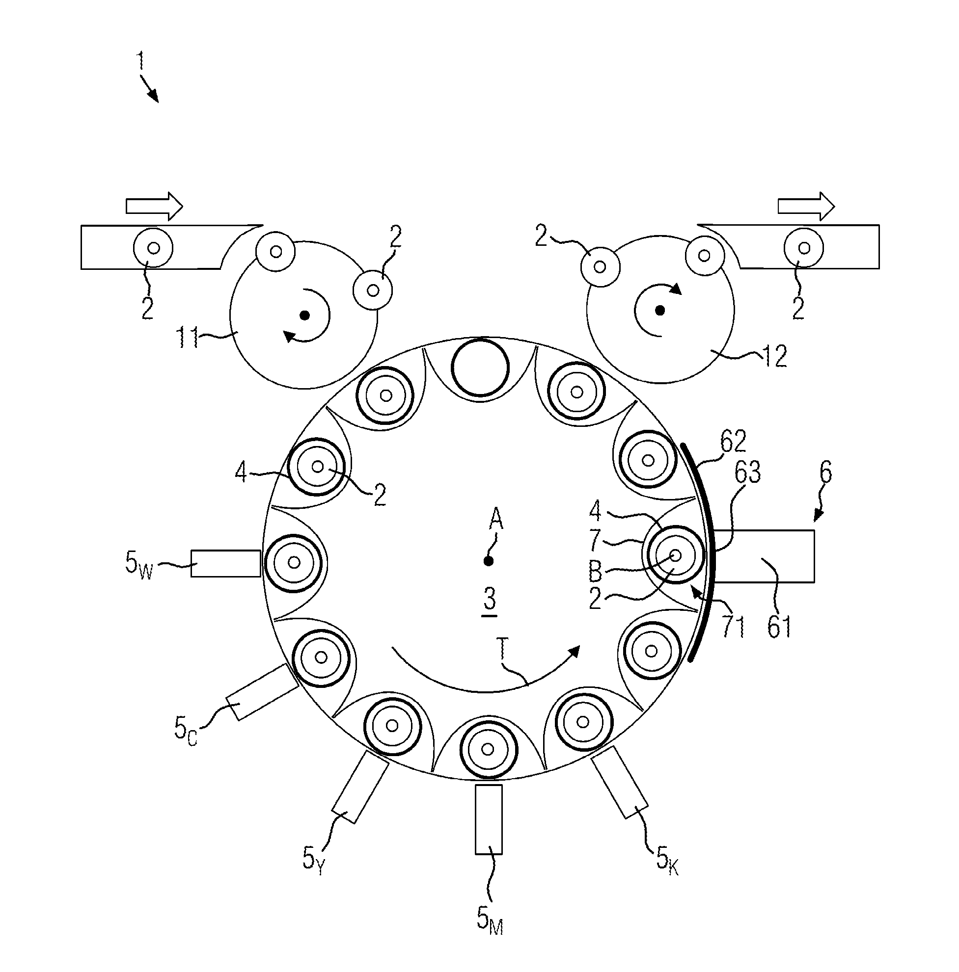 Container treatment machine for printing on containers