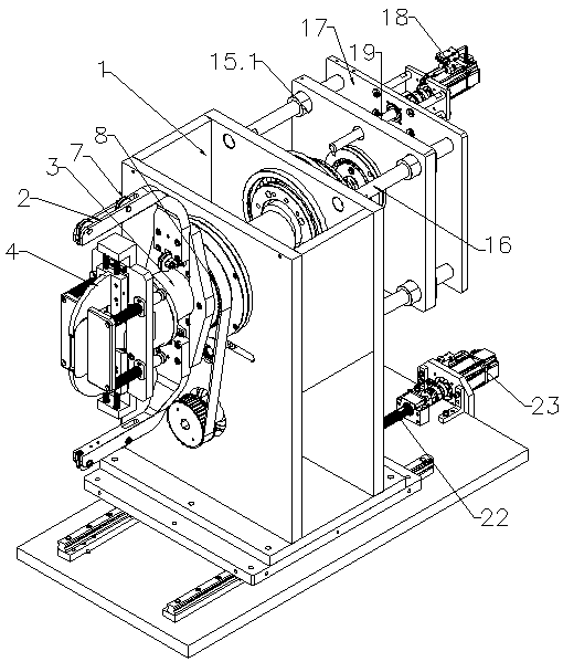 Flying fork winding mechanism of eccentric shaft positioning middle protection claw