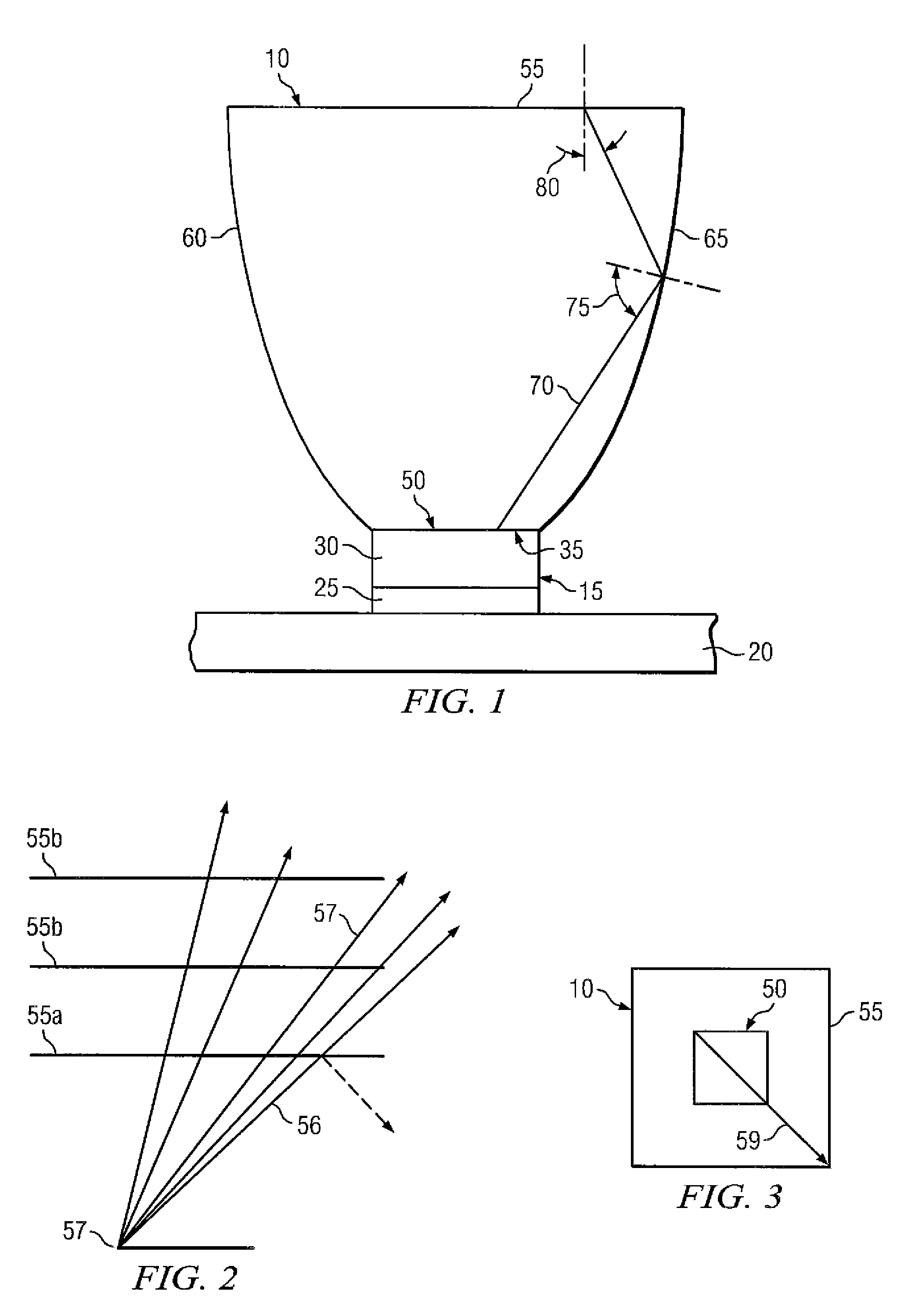 Separate optical device for directing light from an LED