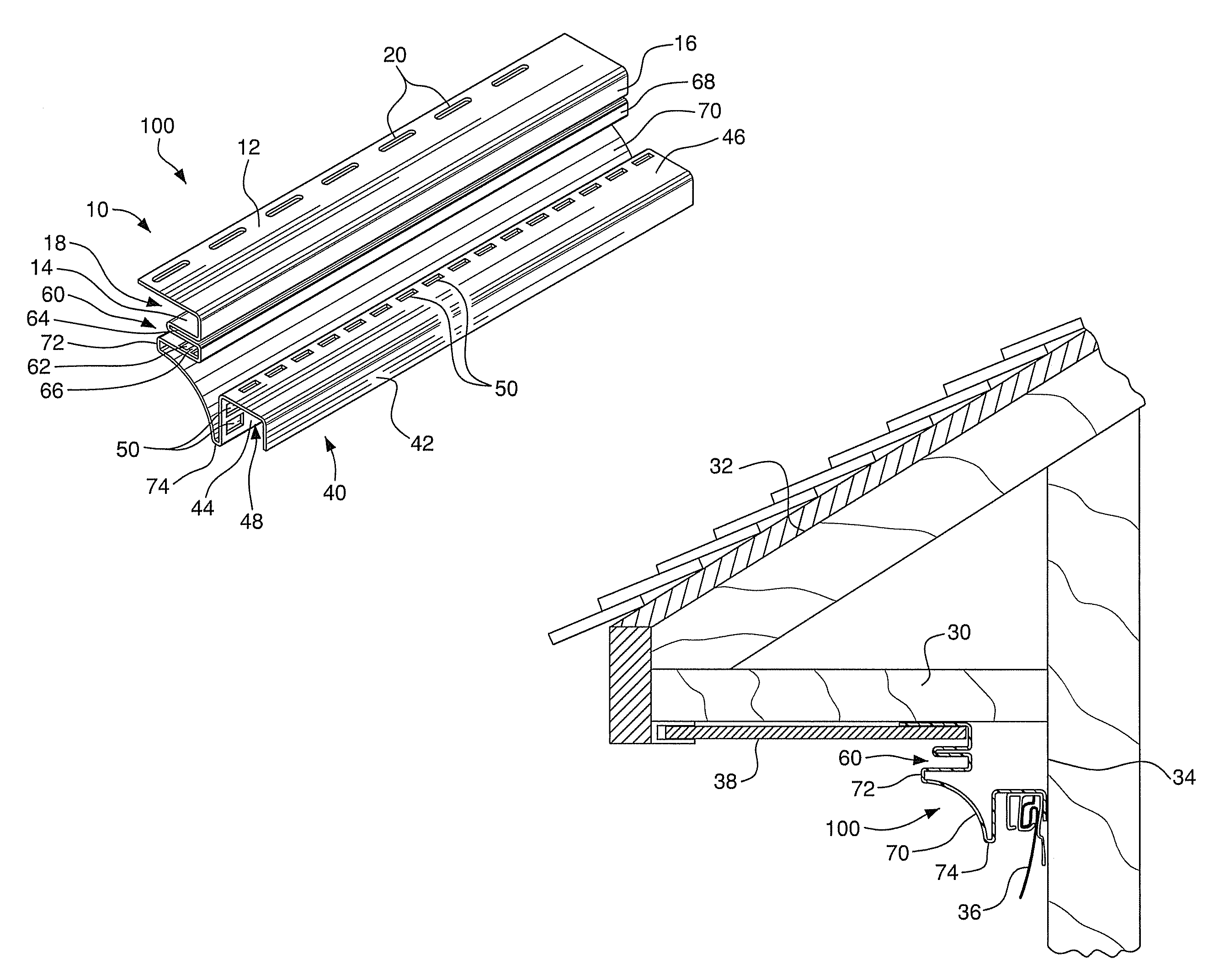 Trim accessory having ventilation apertures hidden from view when mounted on building