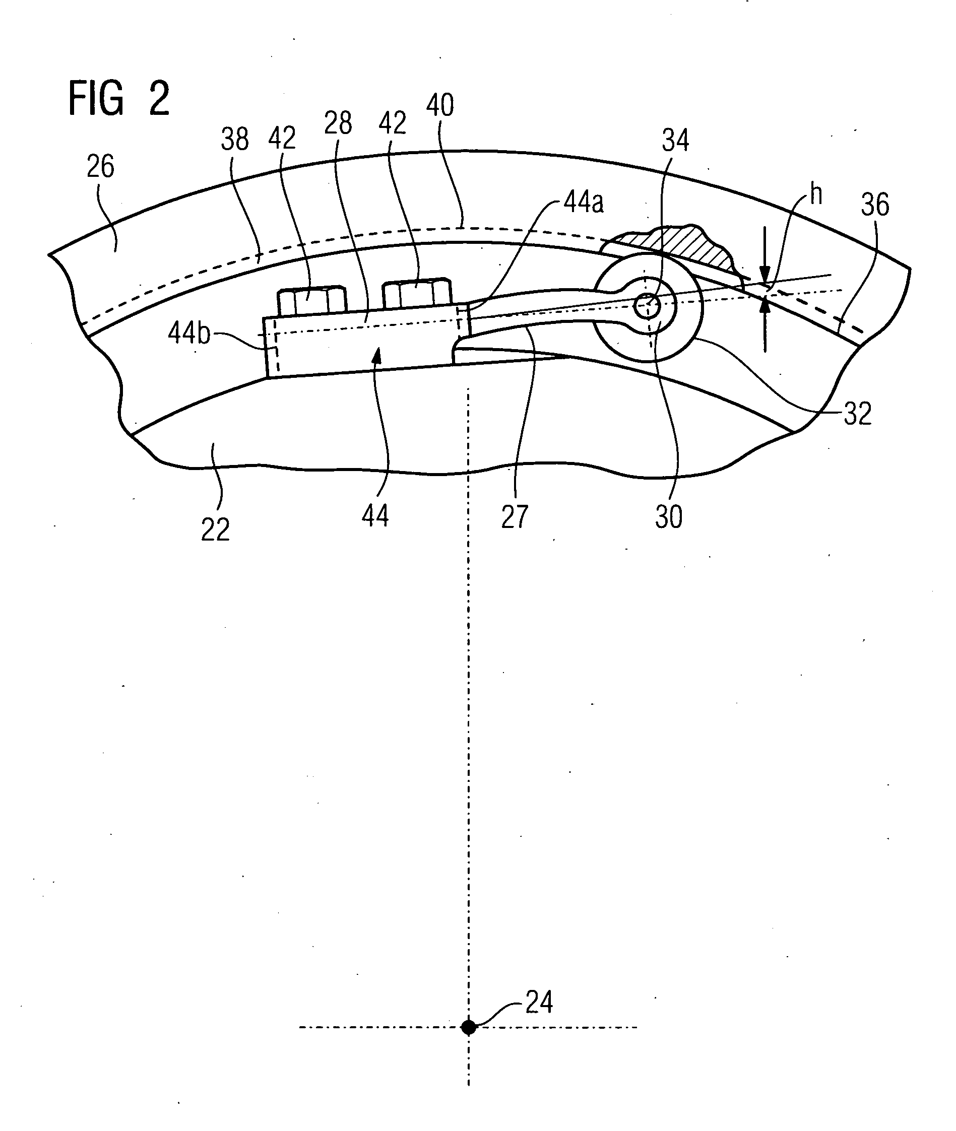 Device for support of an adjusting ring which encompasses at a distance a circular blade carrier