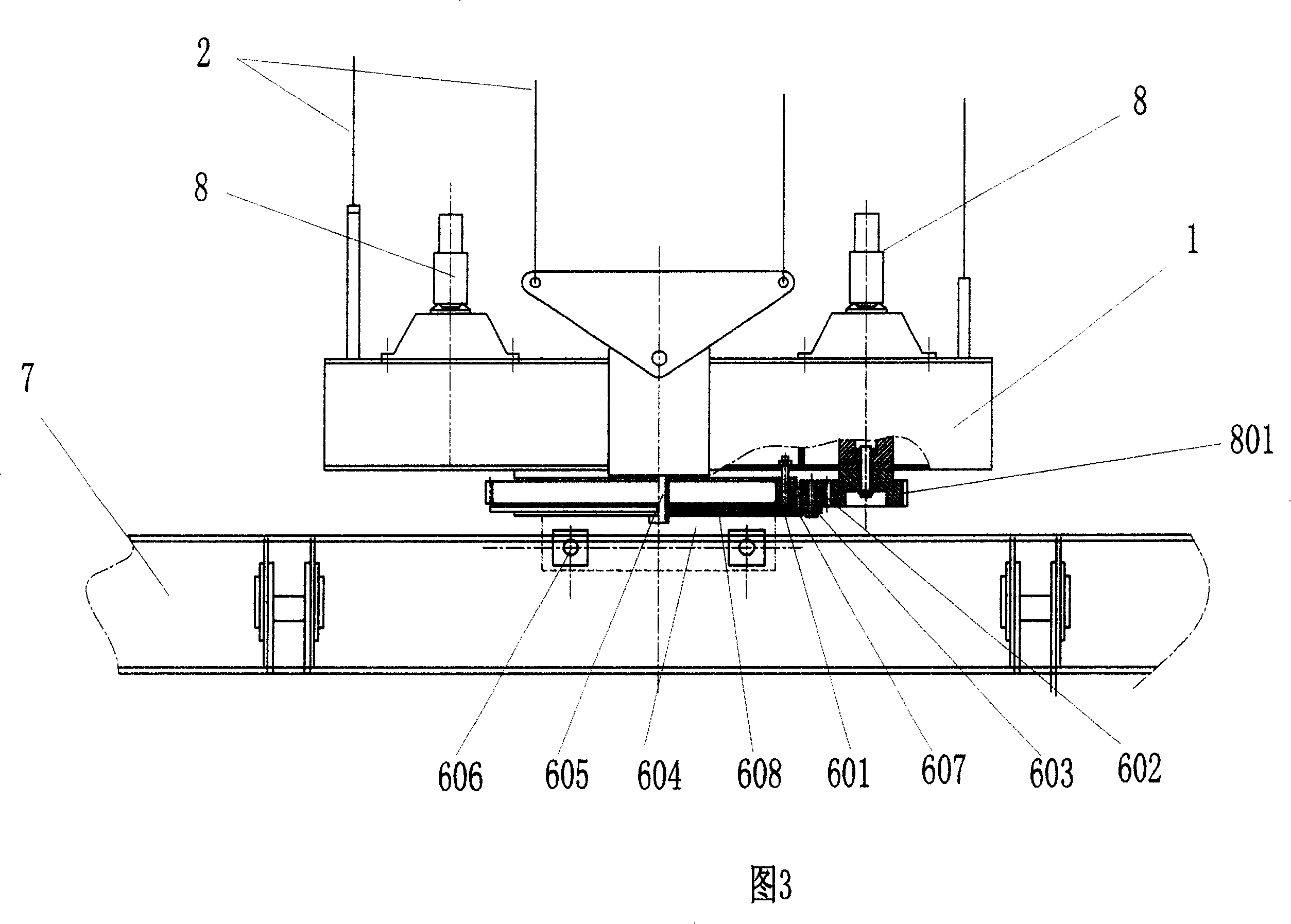 Guide and rotation mechanism for crane hanger