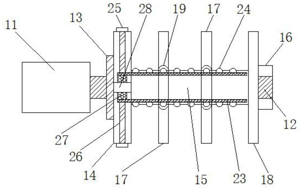 A textile equipment pay-off device with good shock-absorbing effect