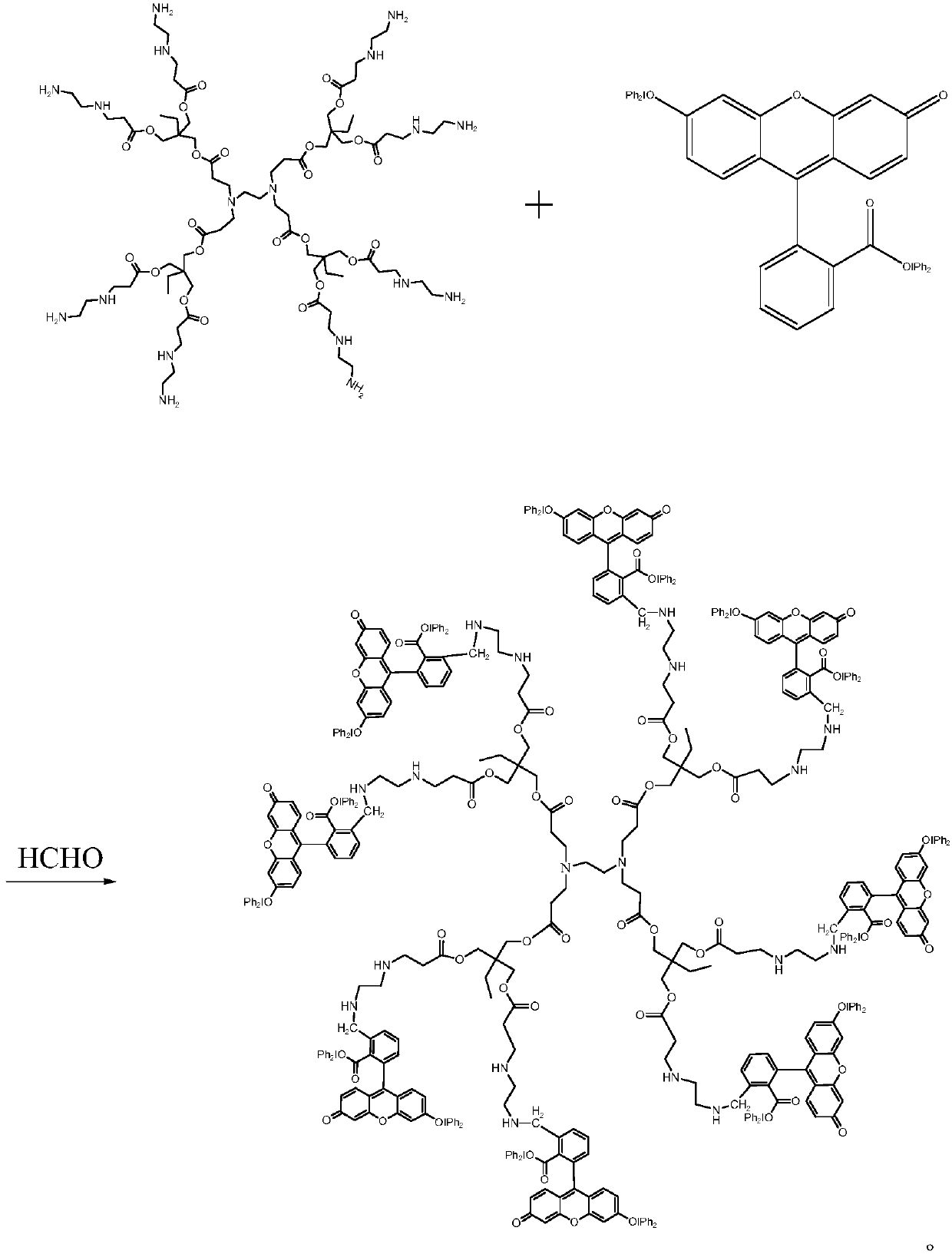 Dendritic fluorescein sodium-iodonium salt visible light initiator and preparation method and application thereof