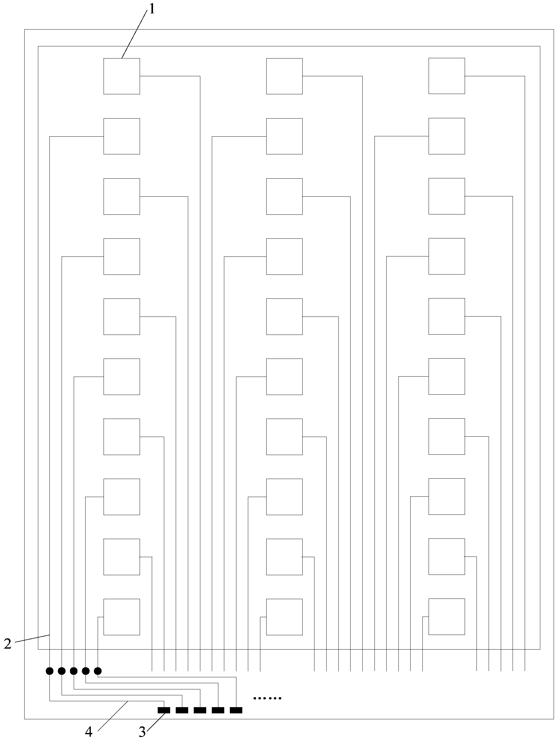 Capacitive touching structure, embedded touch screen, display device and scanning method of display device