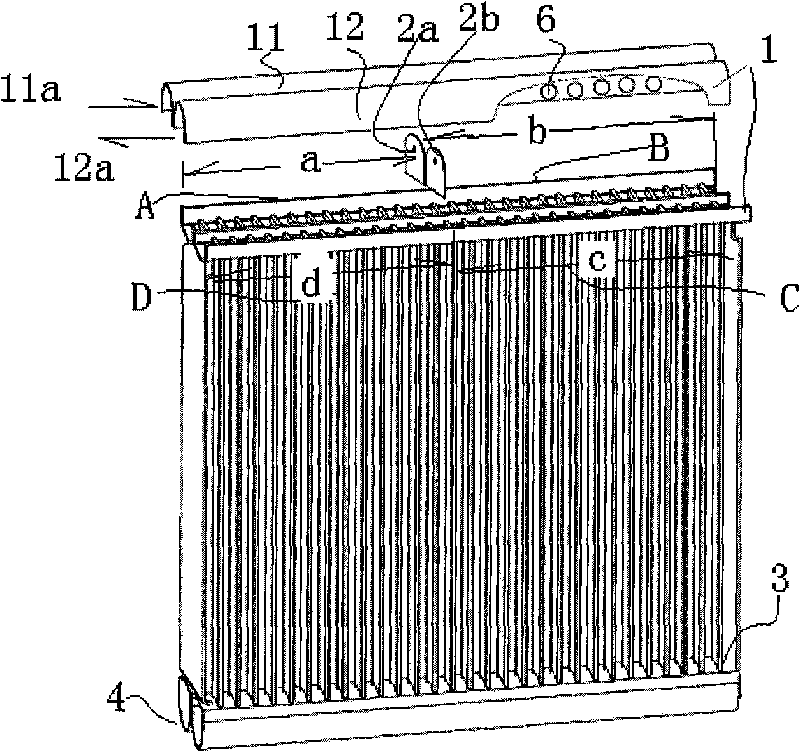 Parallel flow evaporator and flow clapboard thereof