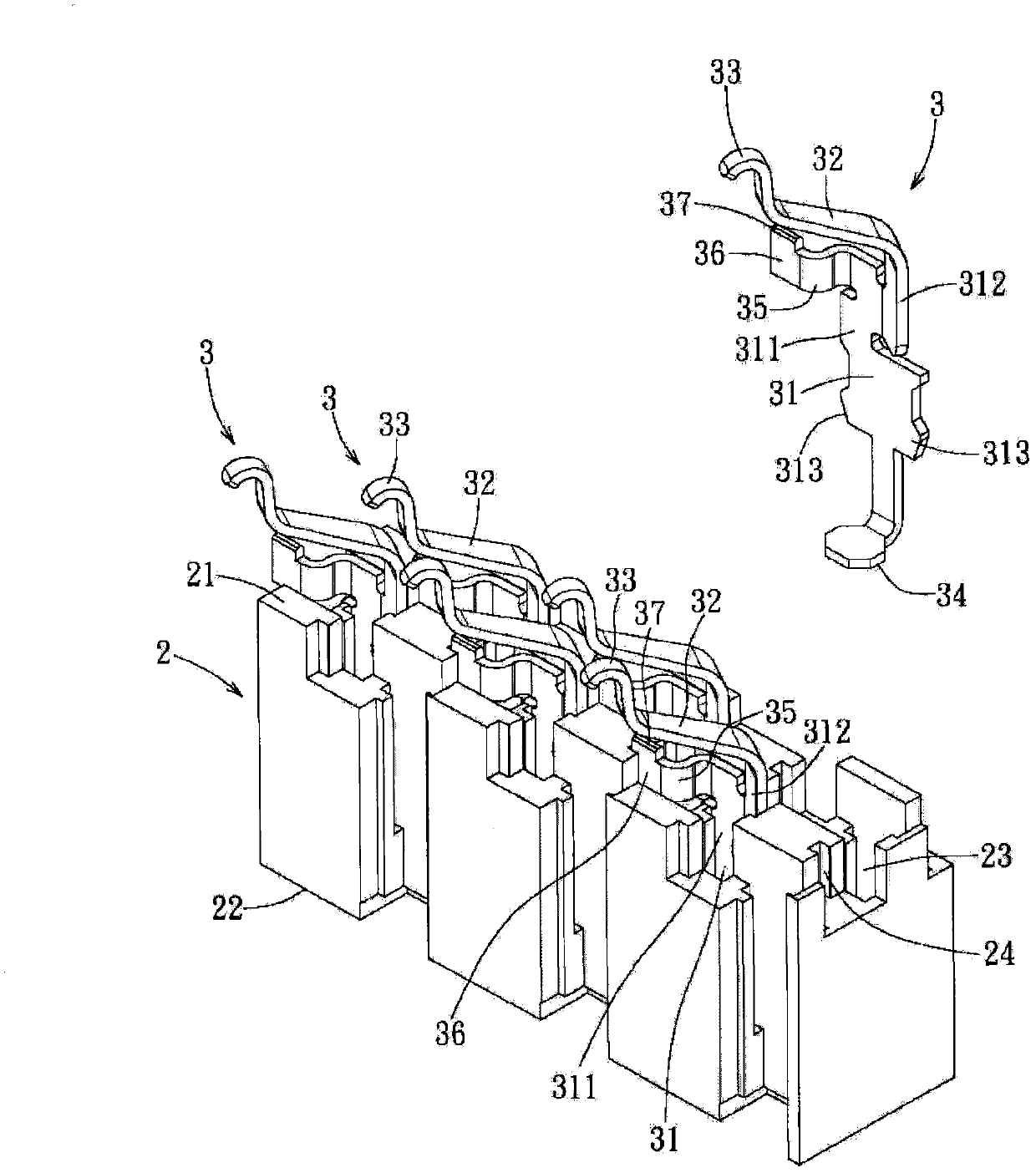 Electric connector and terminals thereof