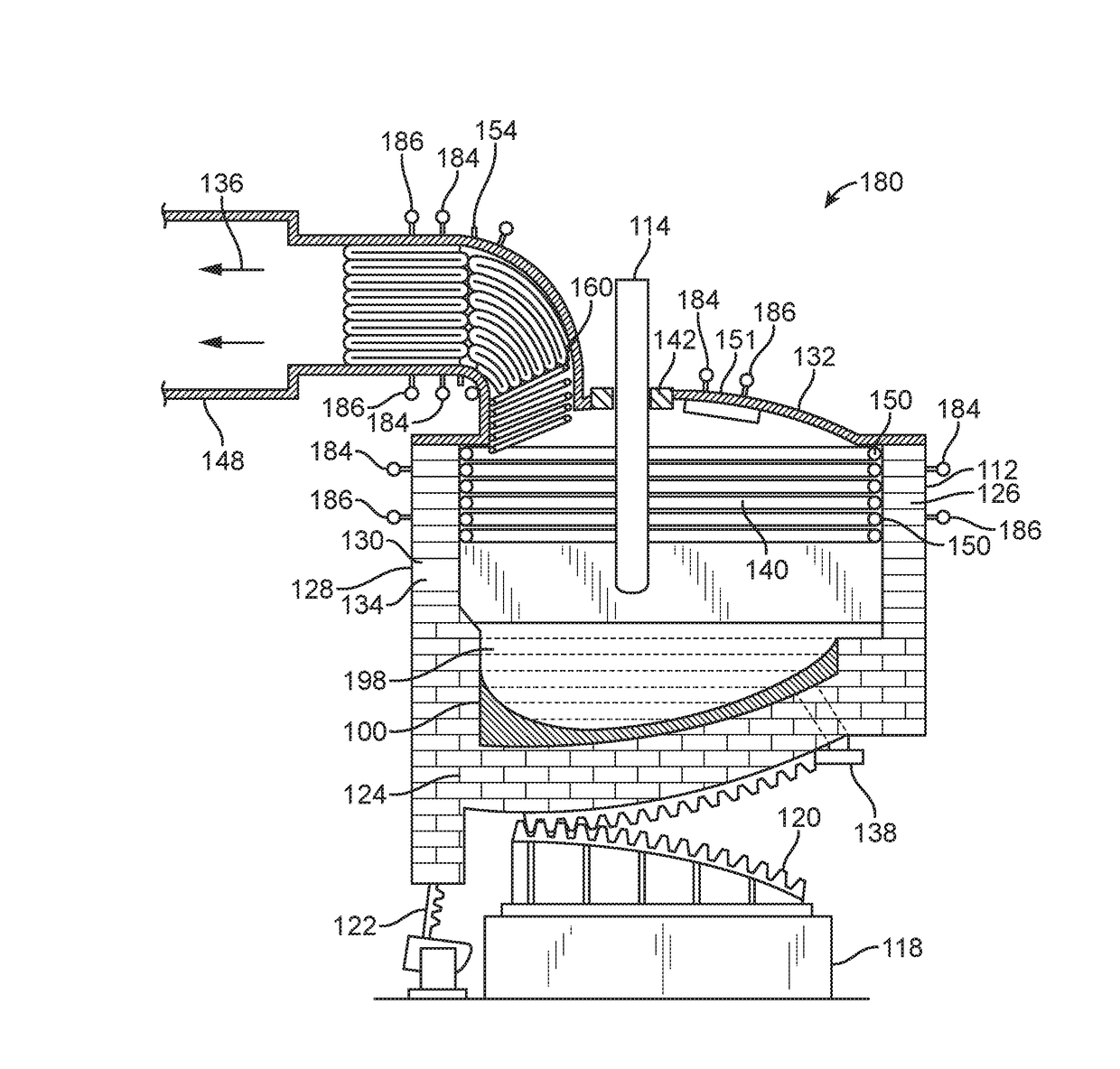 Top loading roof for electric arc, metallurgical or refining furnaces and system thereof