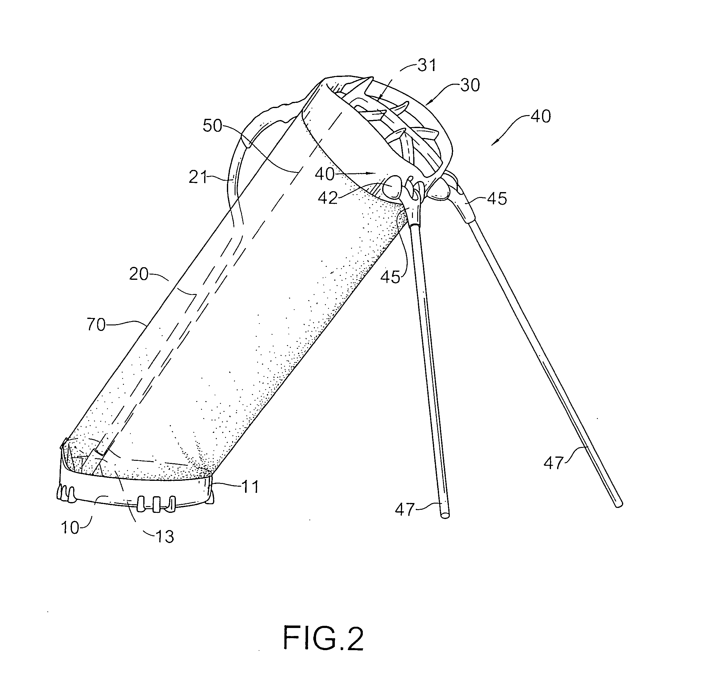 Golf bag structure with two leg assemblies