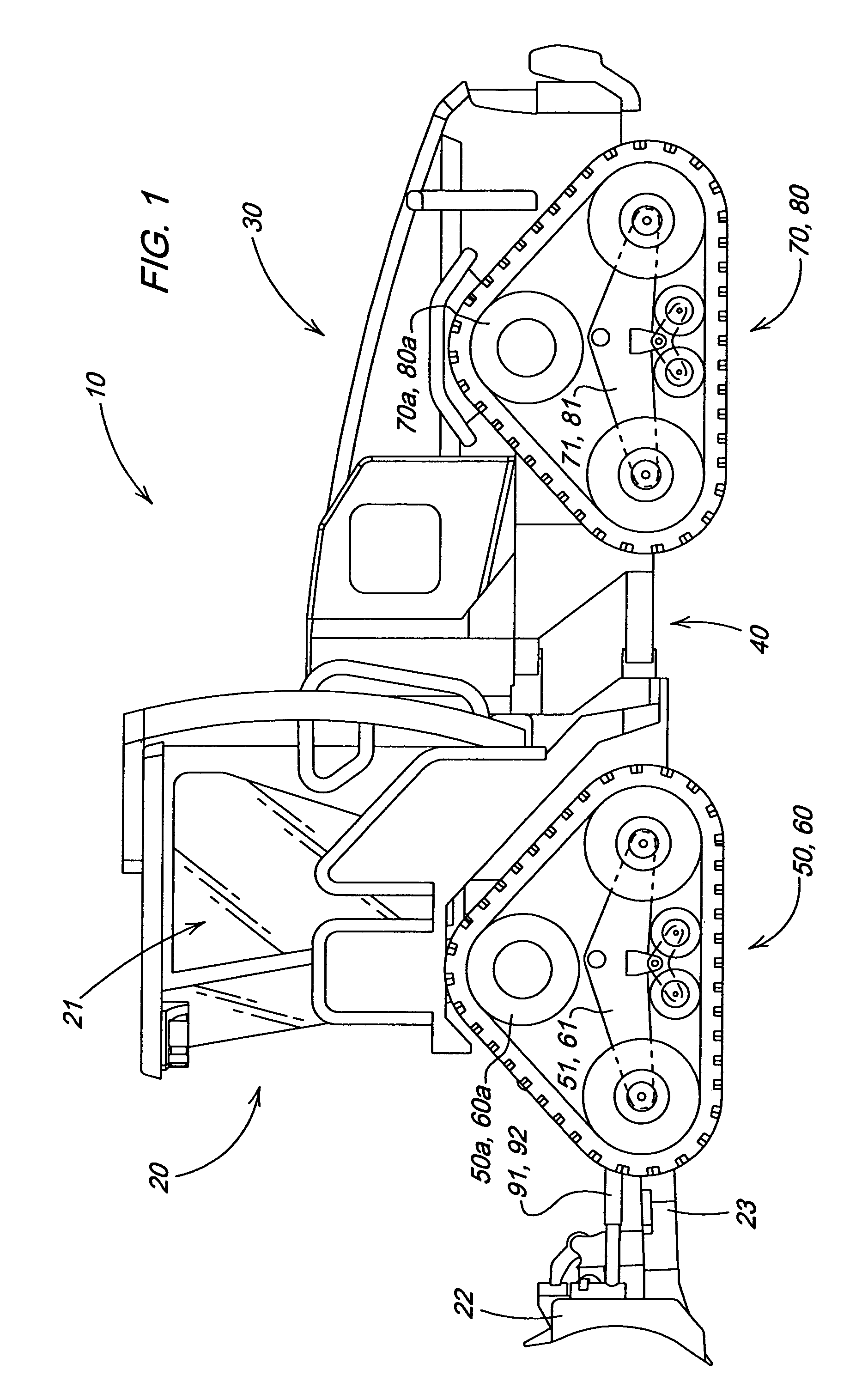 Articulated crawler dozer with direct load path structure