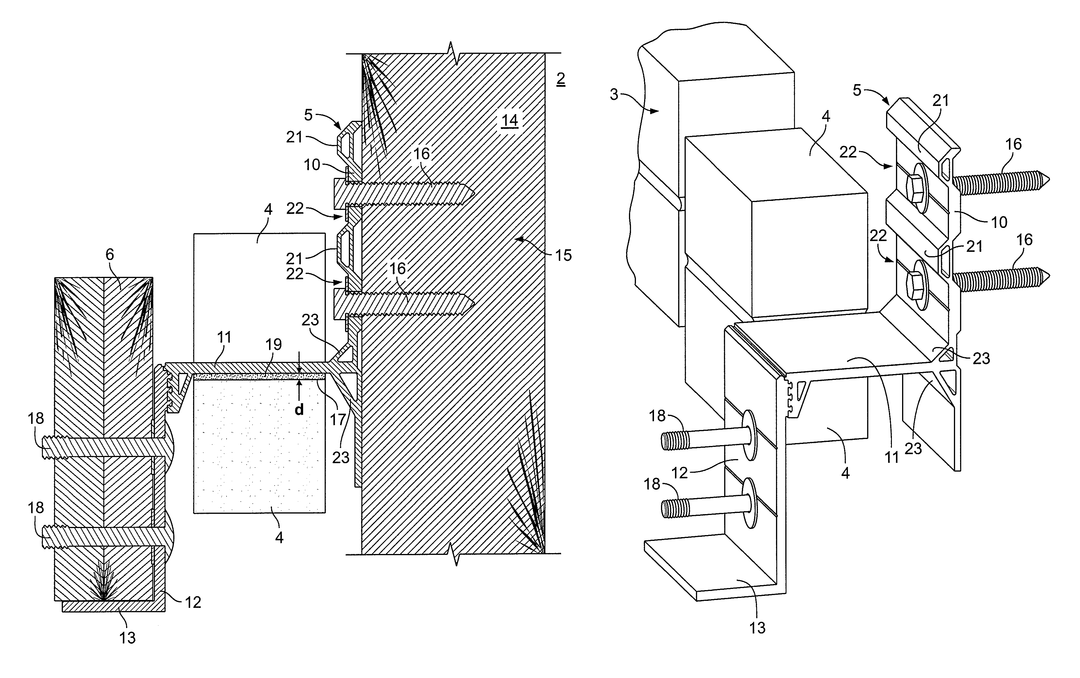 Brick bracket for installation of a ledger on the brick facing or veneer of a structure and associated methods for the installation of the brick bracket on the brick facing