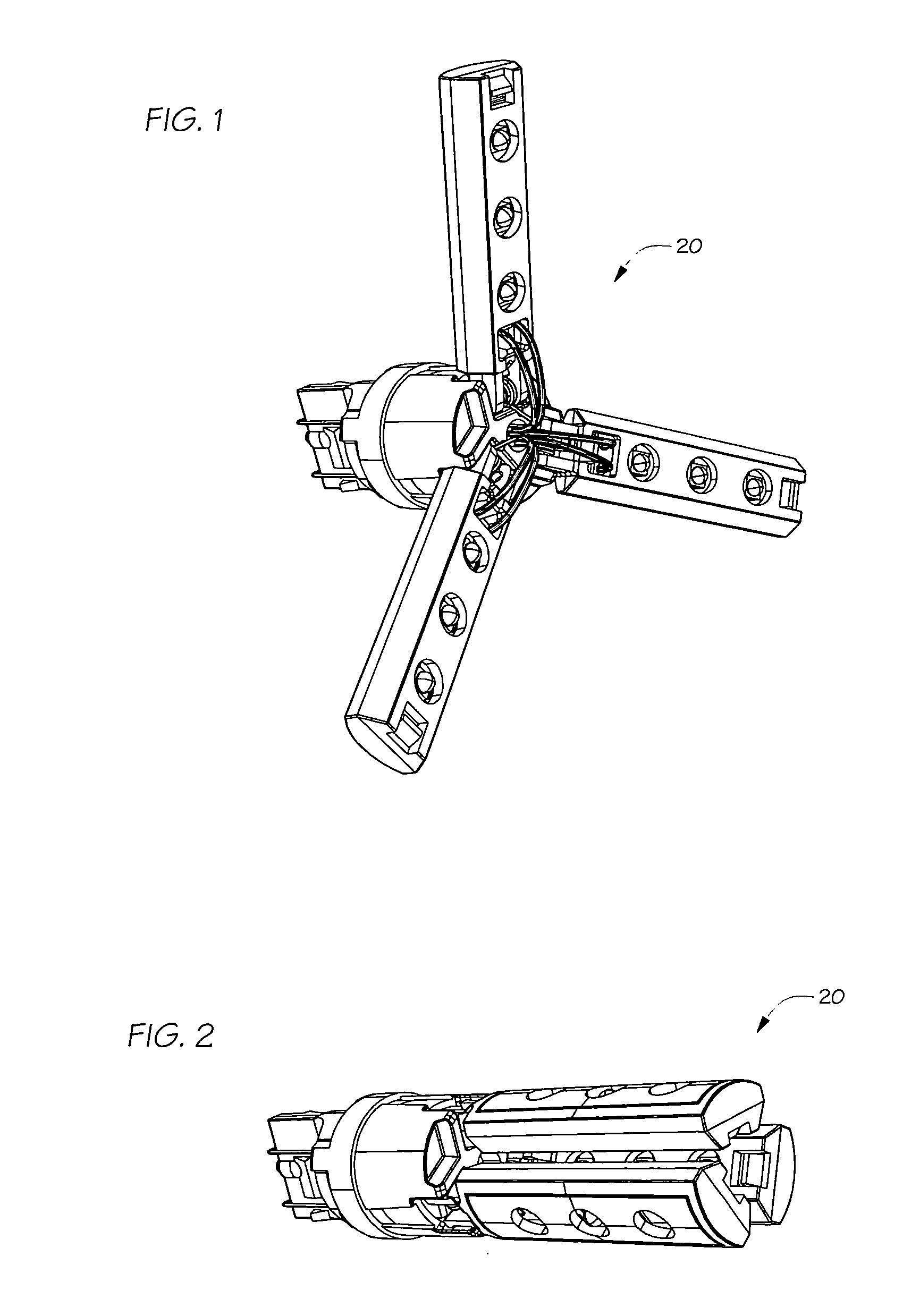 Illumination device with arms that open after passing through a hole