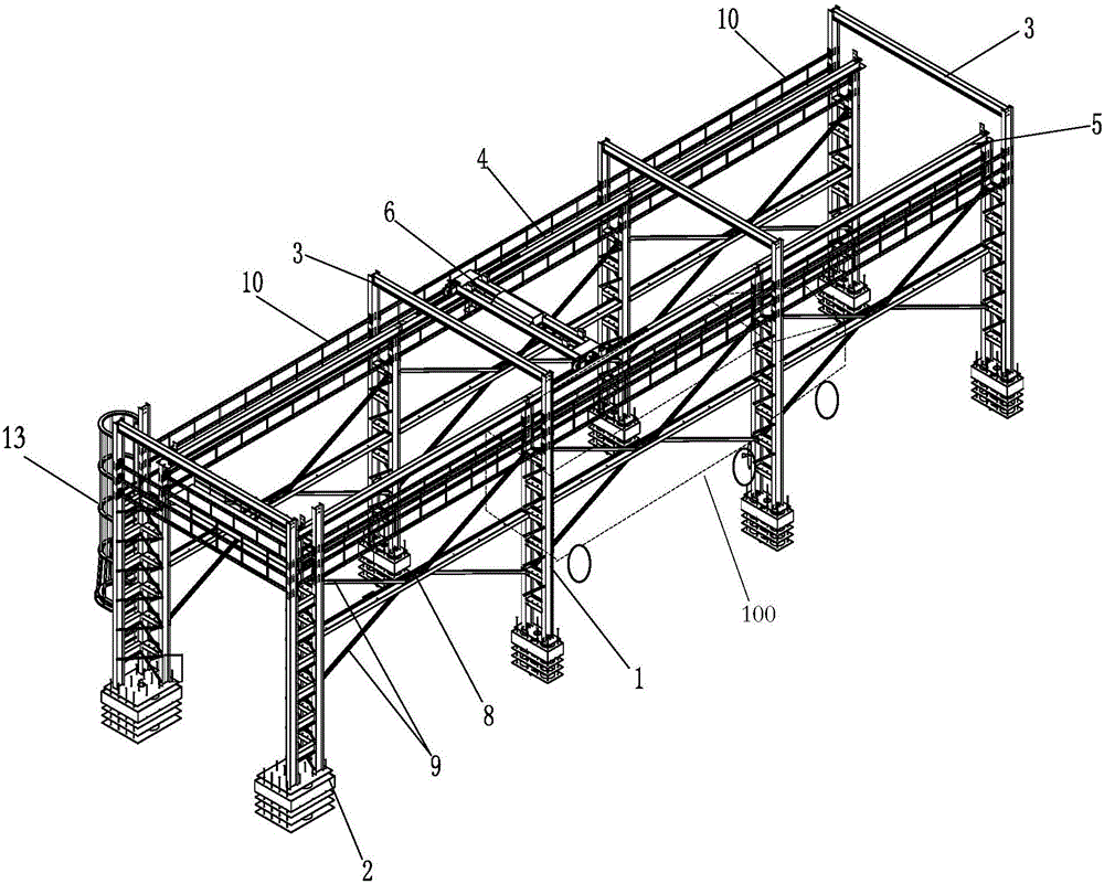 Rapid measuring mechanism of size of vehicle compartment and construction method thereof