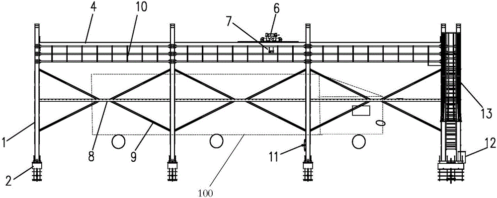 Rapid measuring mechanism of size of vehicle compartment and construction method thereof