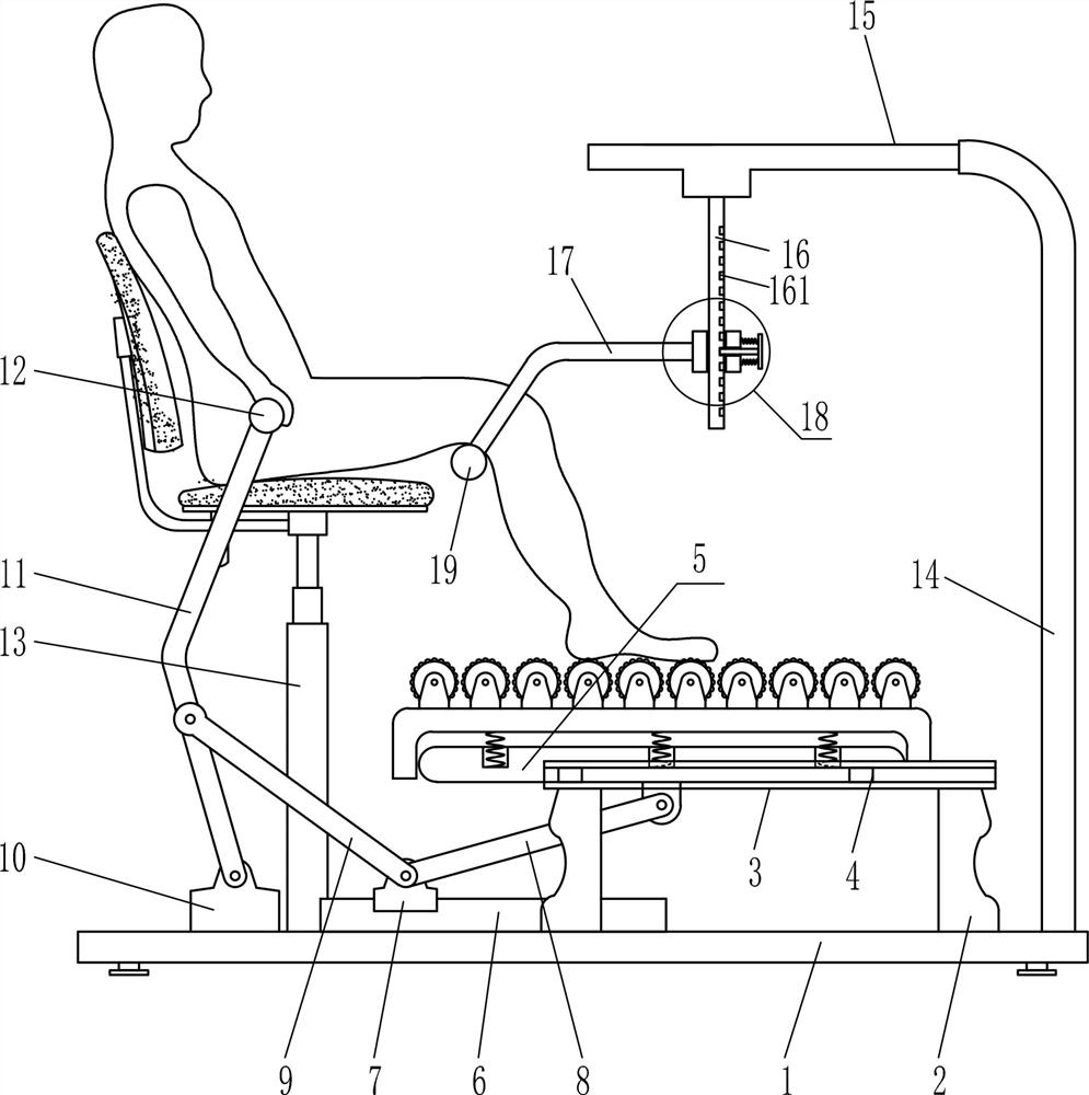 A hand-cranked foot massager