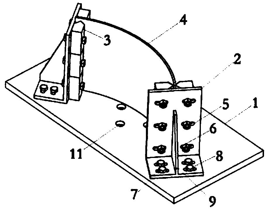 Stationary fixture used for axial compression stability test of columnar bent plate