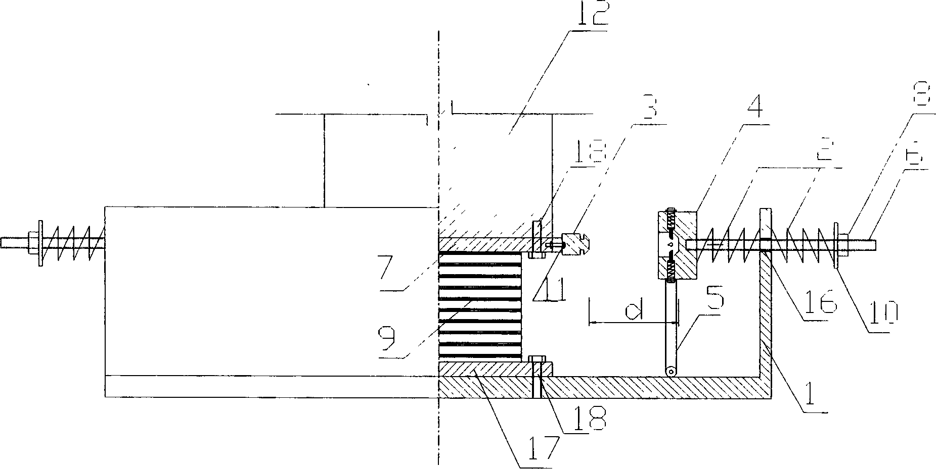 Stiffness changing protective device with a laminated rubber bearer