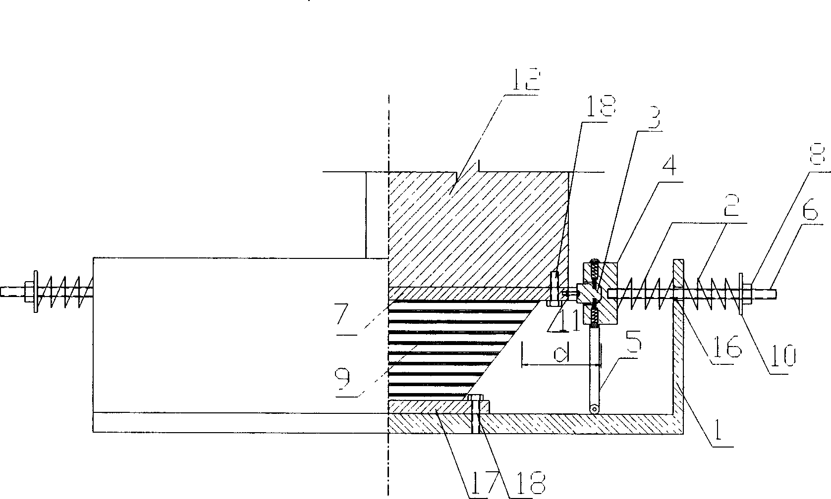 Stiffness changing protective device with a laminated rubber bearer