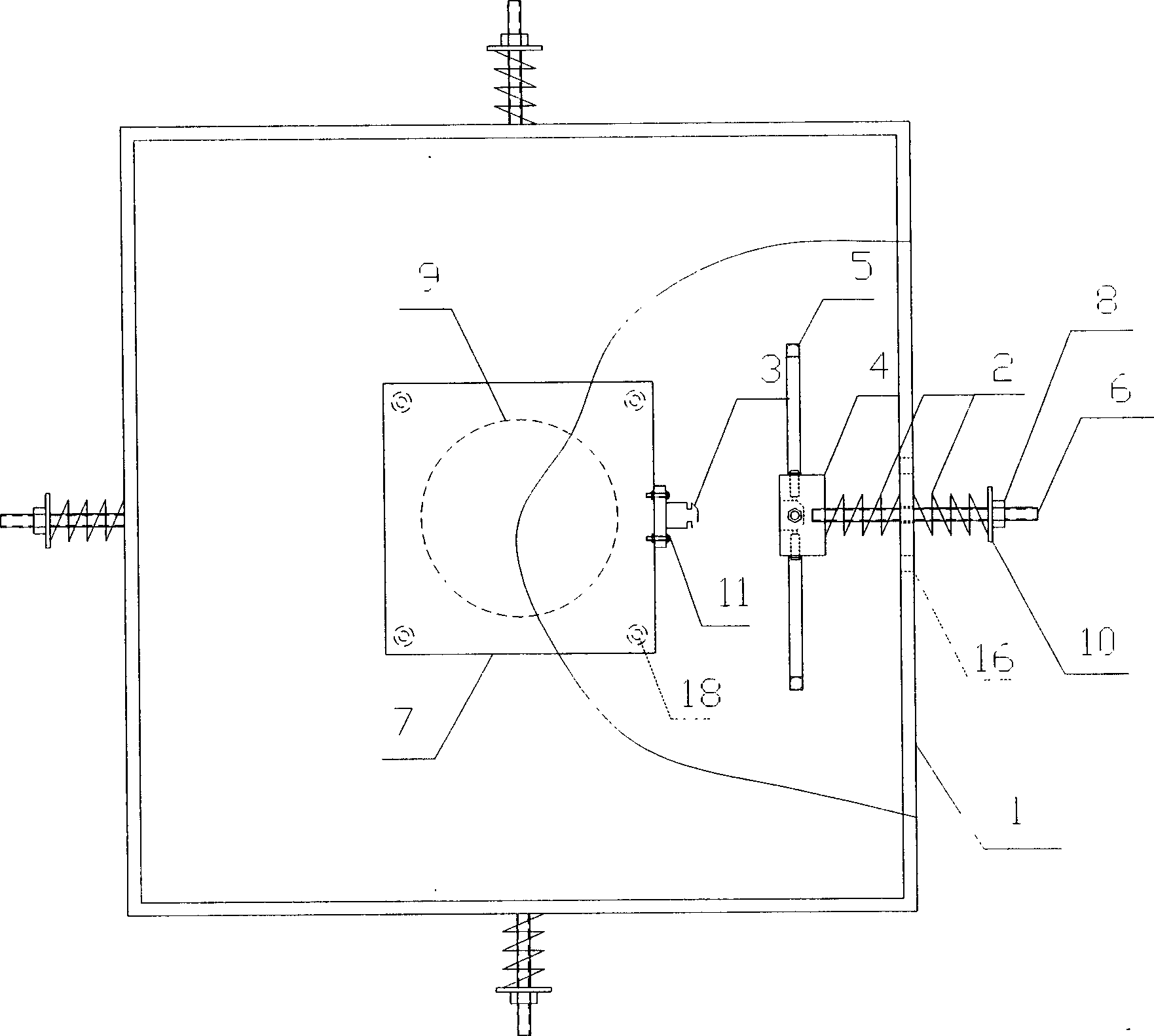 Stiffness changing protective device with a laminated rubber bearer