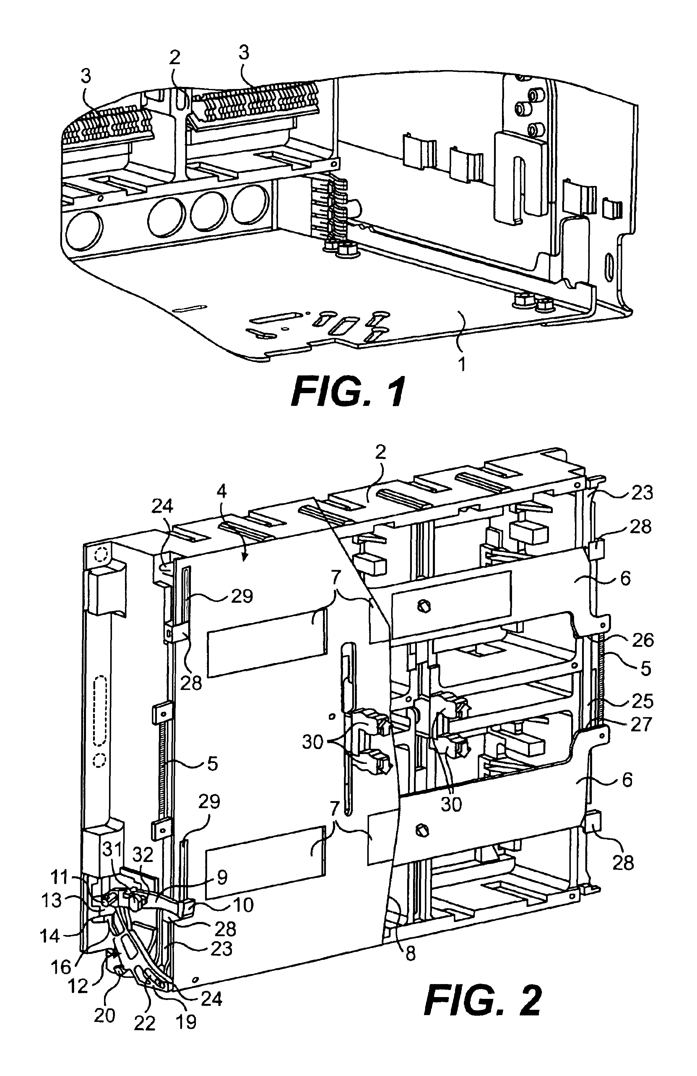 Protective unit to prevent contact with conductive contacts in a withdrawable space of switching device