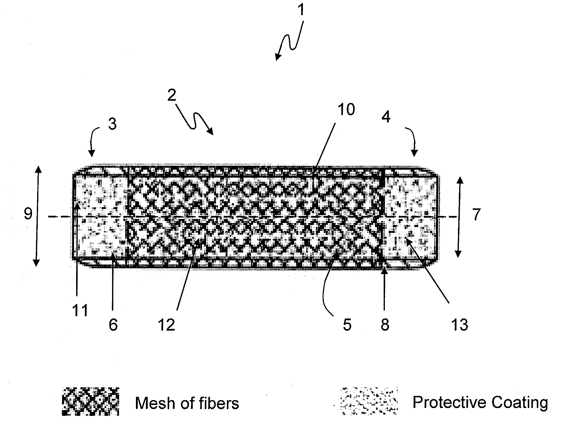 Coated devices comprising a fiber mesh imbedded in the device walls