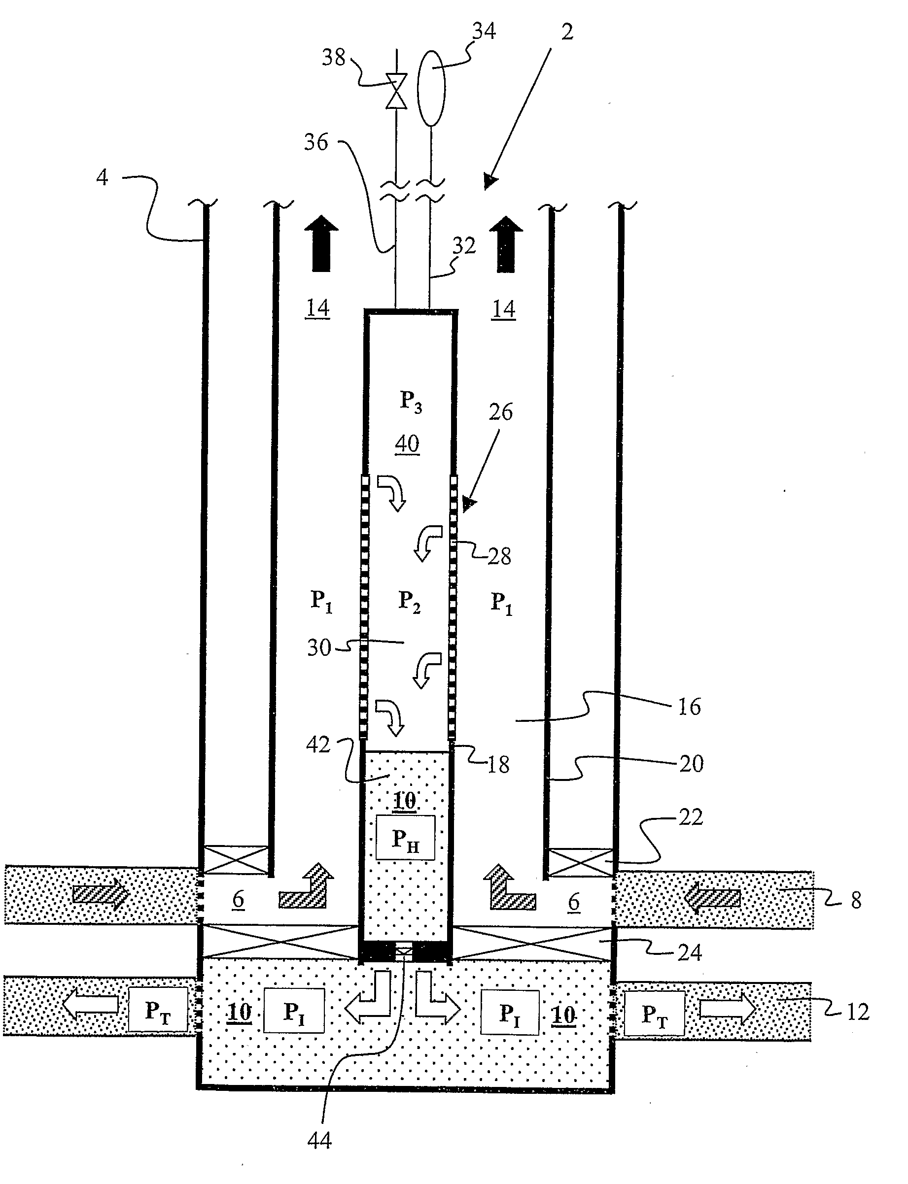 Method and an Apparatus for Separation and Injection of Water from a Water- and Hydrocarbon-Containing Outflow Down in a Production Well