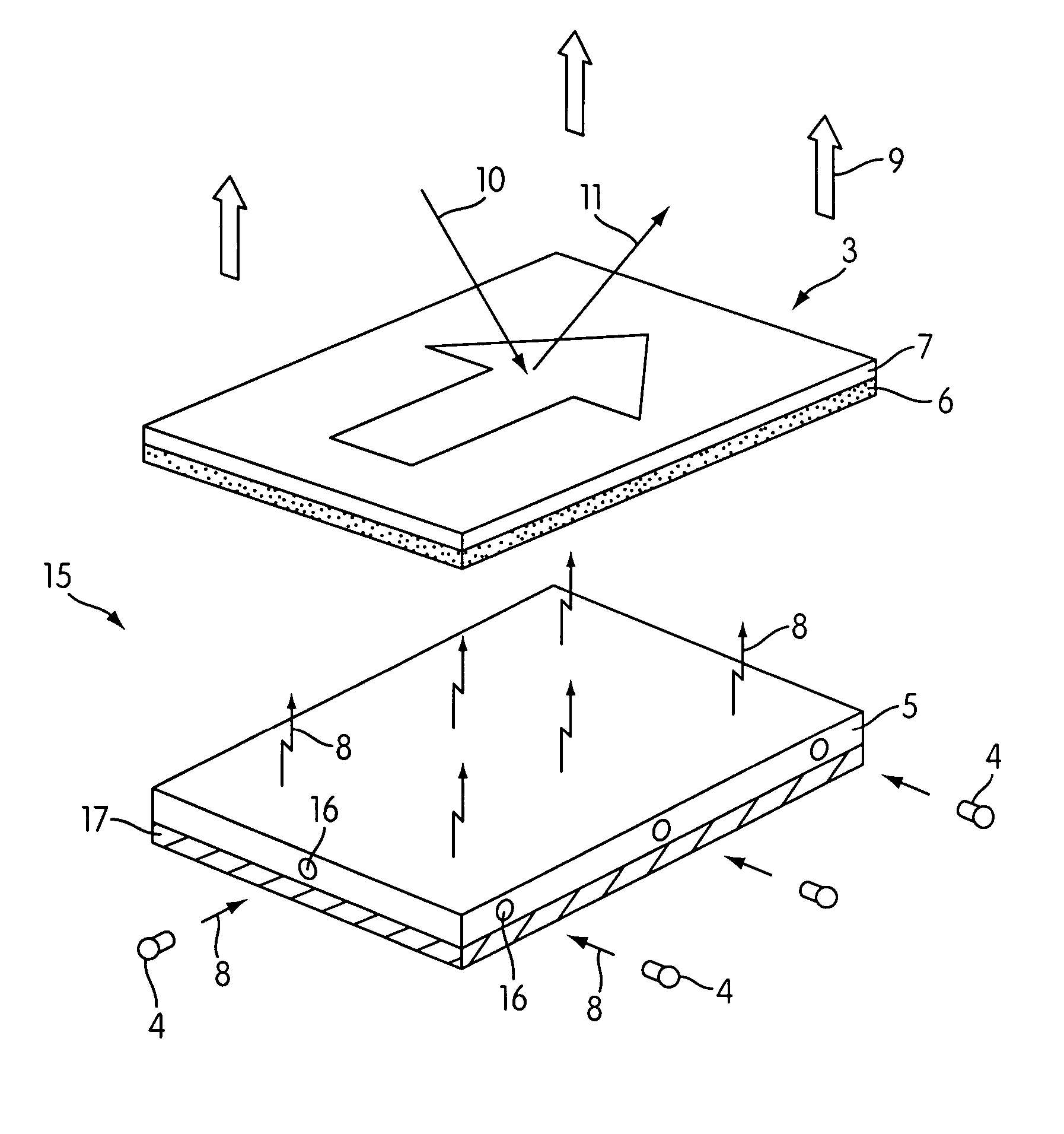 Light emitting sign and display surface therefor